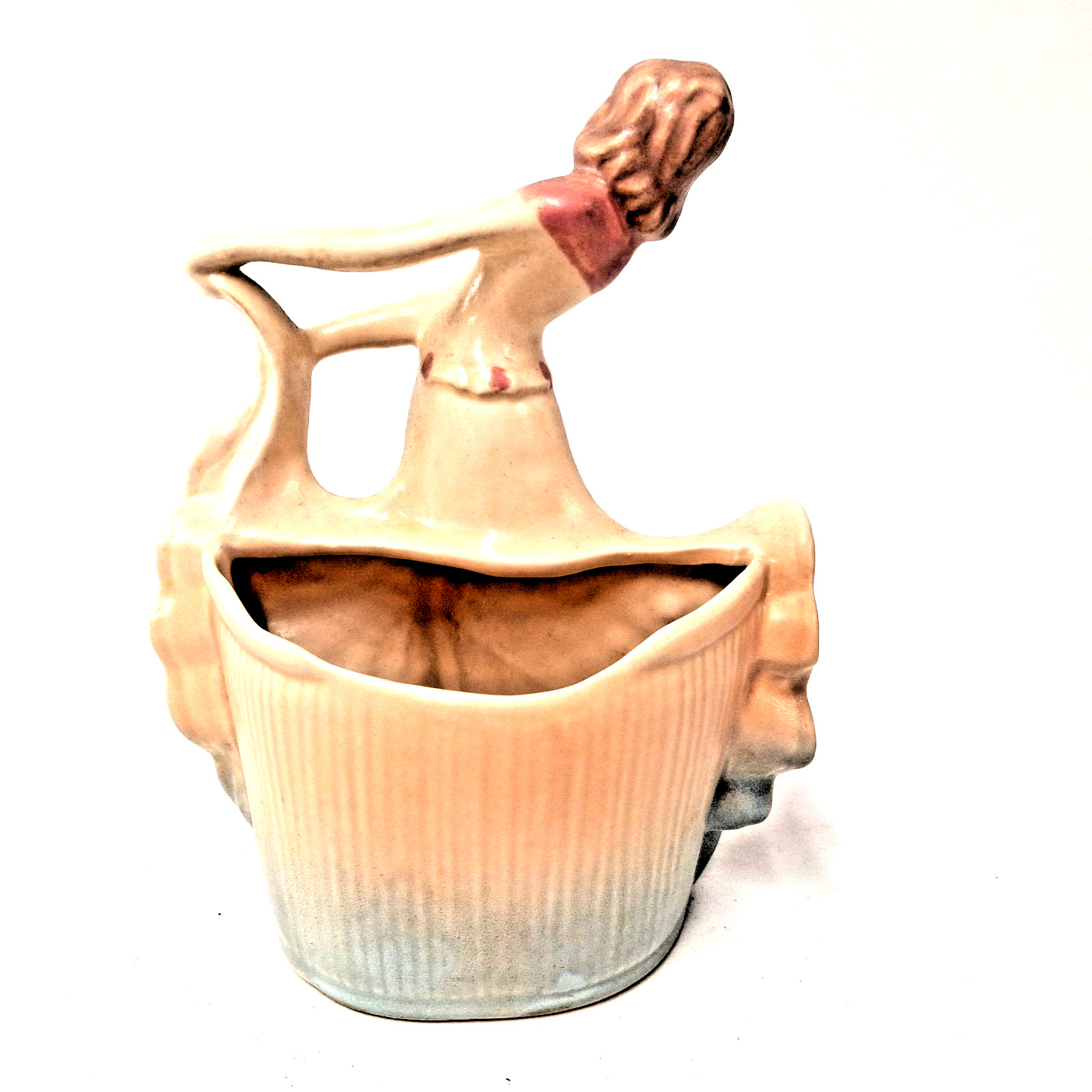 Hull Pottery #935 Art Deco Lady Figural Planter Vase USA Vintage Ceramic MCM