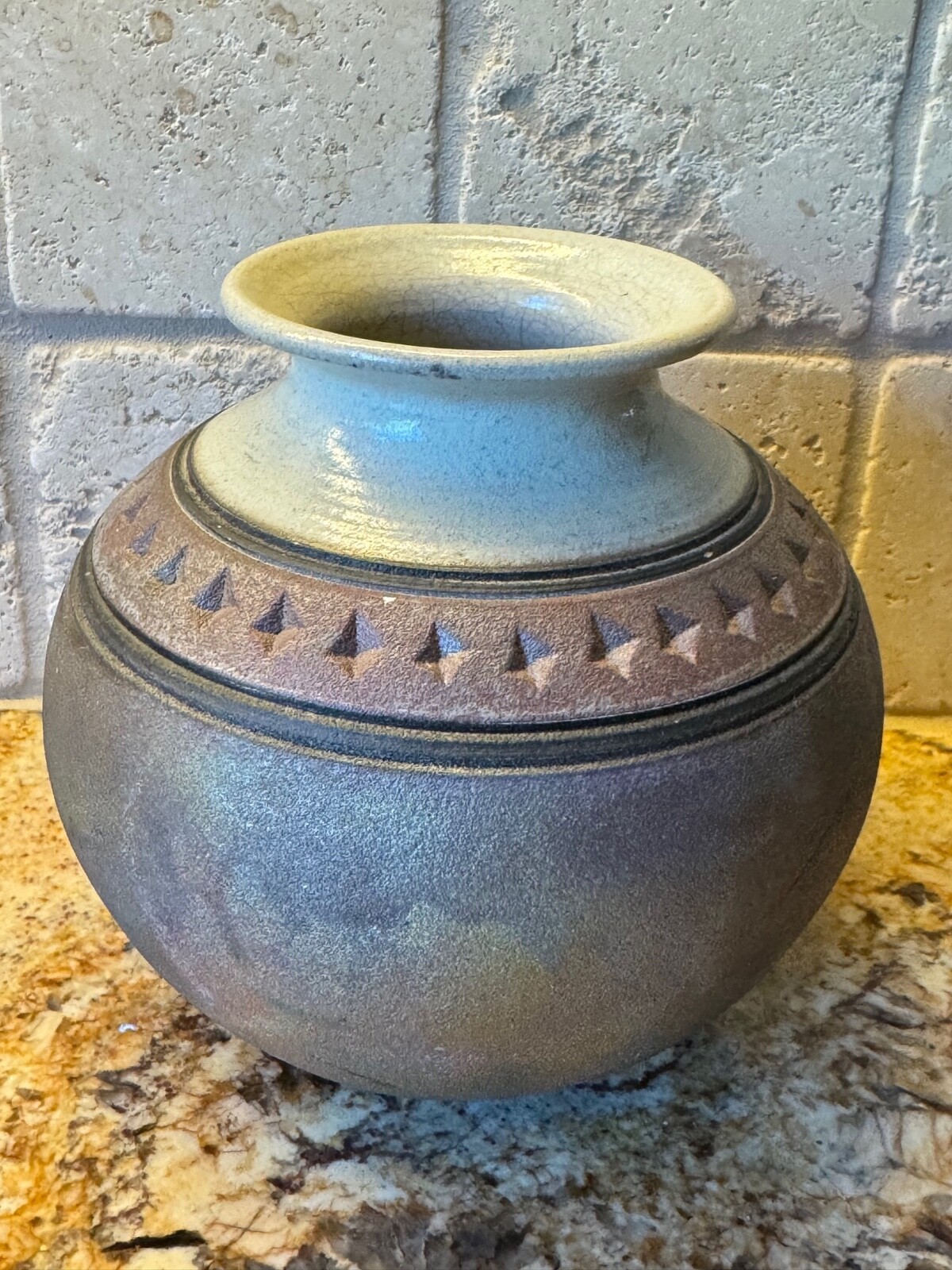 Artisan Raku Pottery Bowl Vase Signed 5.75″ x 5.5″
