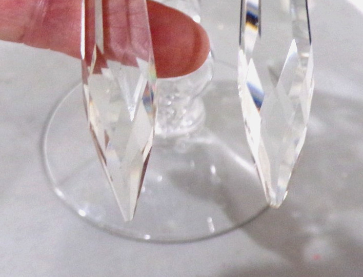 Vintage Fostoria Flame Plume Baroque Feather Candle Holder 8 Prisms