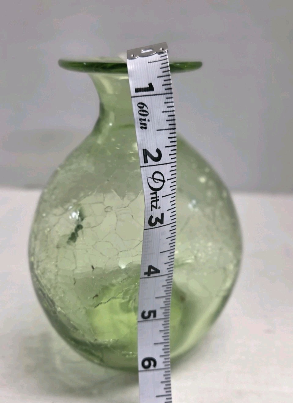 Vintage Crackle Glass Pinched Decanter With Stopper Hand Blown 8In