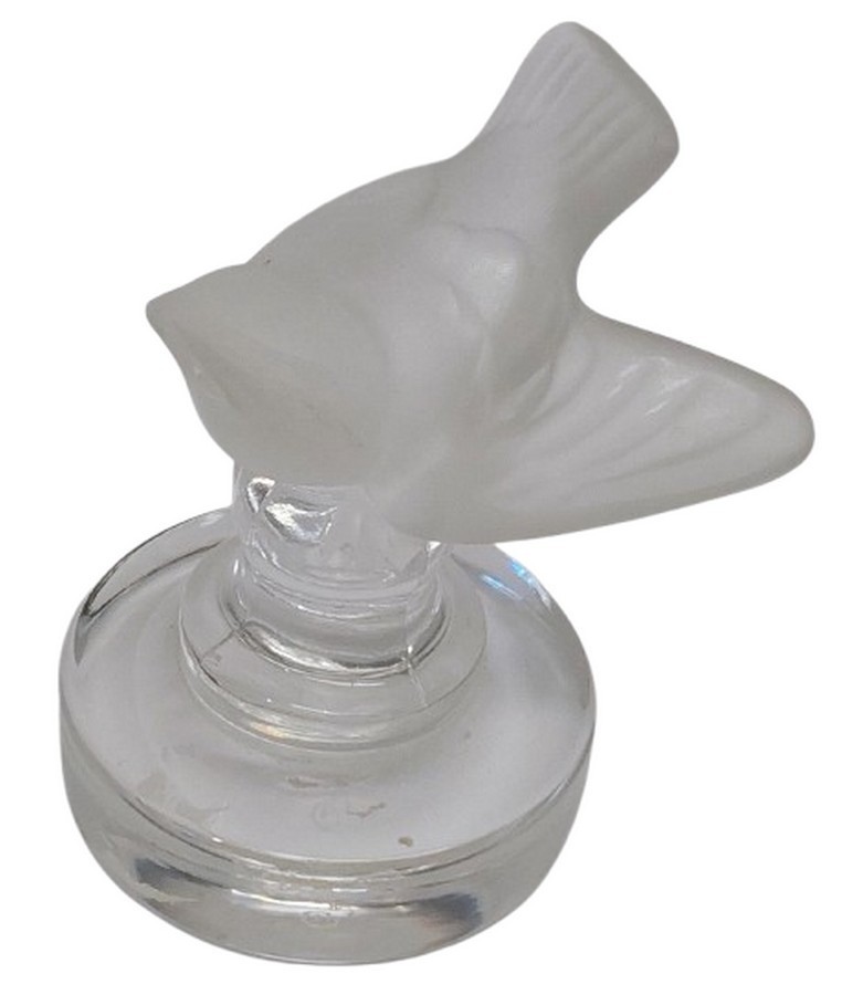 Lalique France Frosted Crystal Rossignol Nightingale Paperweight Figurine 2 5/8″