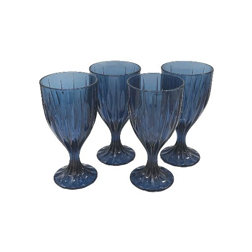 Mikasa Sapphire Blue Wine Glasses Goblets Drinking Glasses 7.5″ Lot Of 4