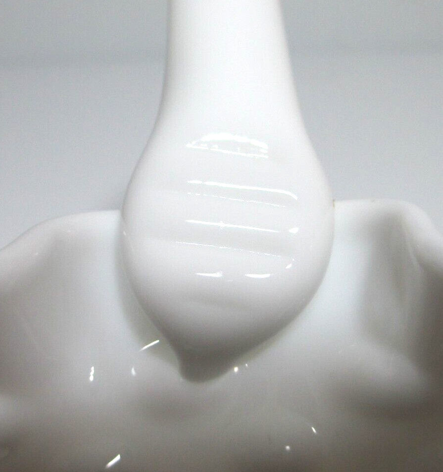 Vintage Fenton Glass Basket White Milk Glass Hobnail 7 7/8″ Tall #2