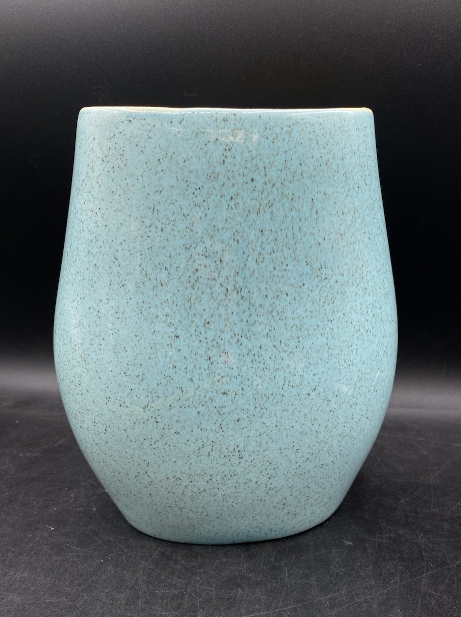Red Wing Pottery M-1500 Charles Murphy Vase Robin’s Egg Blue Tangerine Inside