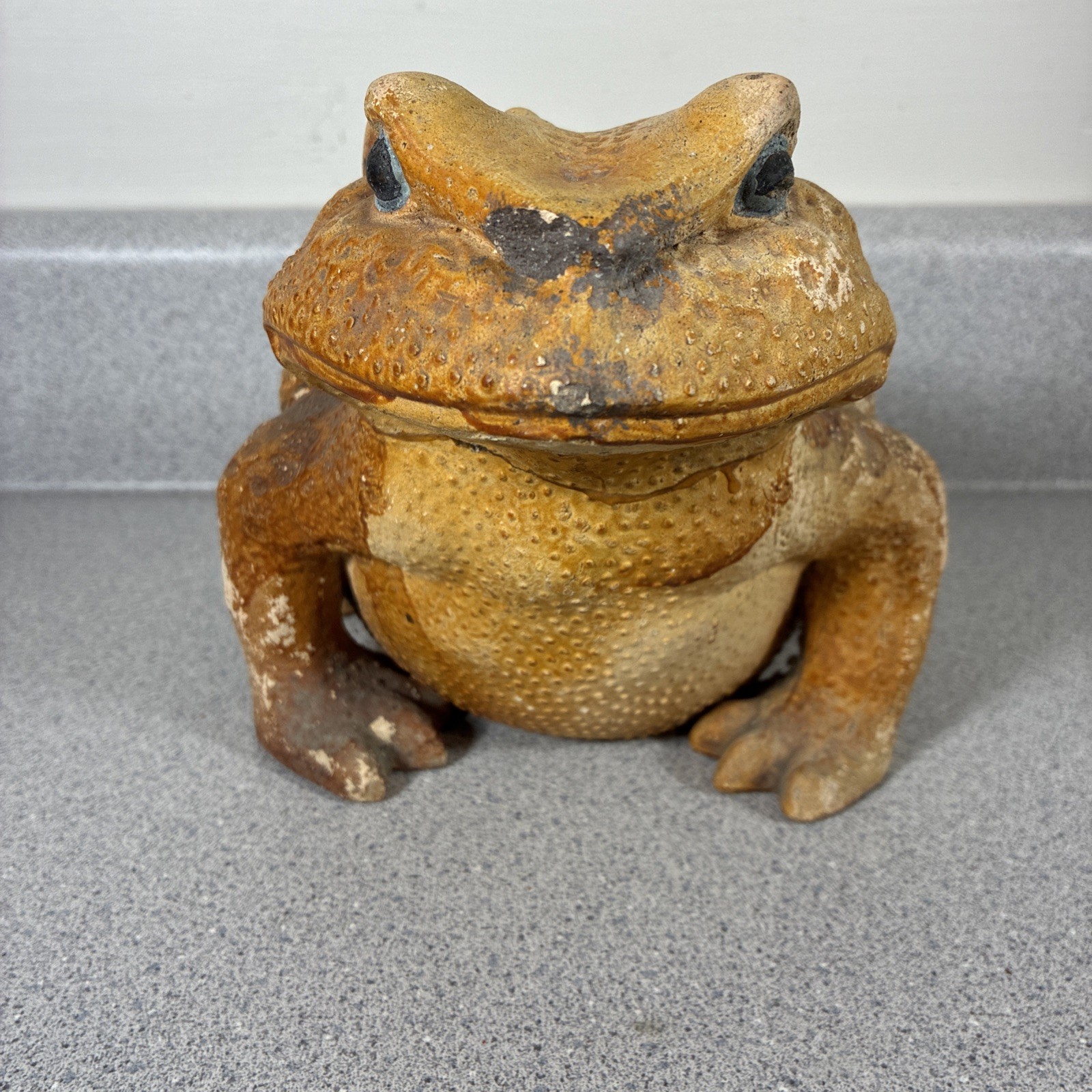 Vintage Toad Figure Cottagecore Frog Large Ceramic Heavy Yard Ornament Retro