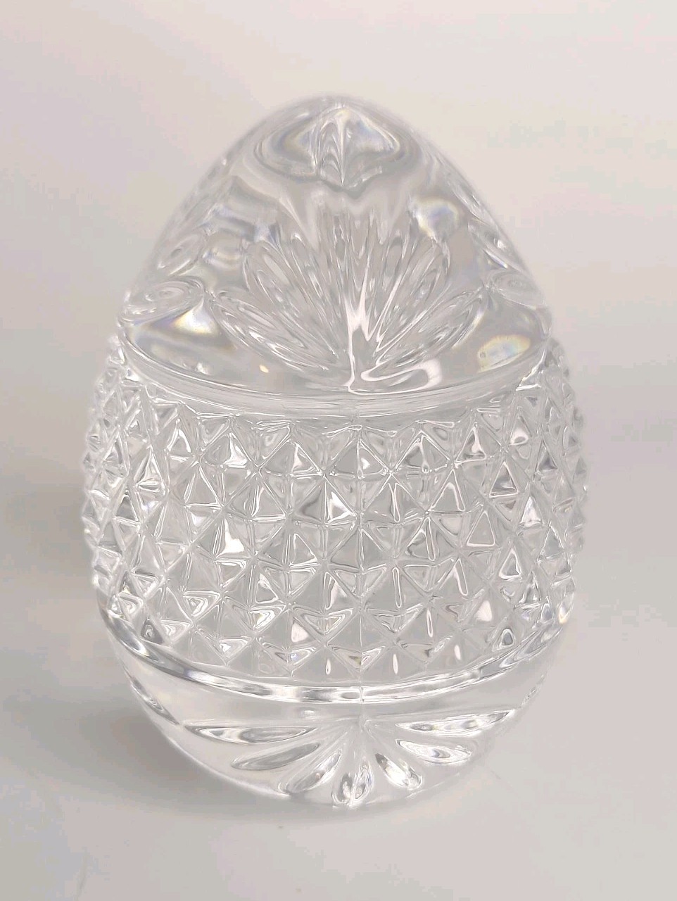 Vintage Solid Cut Lead Crystal Egg Shaped Paperweight 3.5” Tall France Heavy