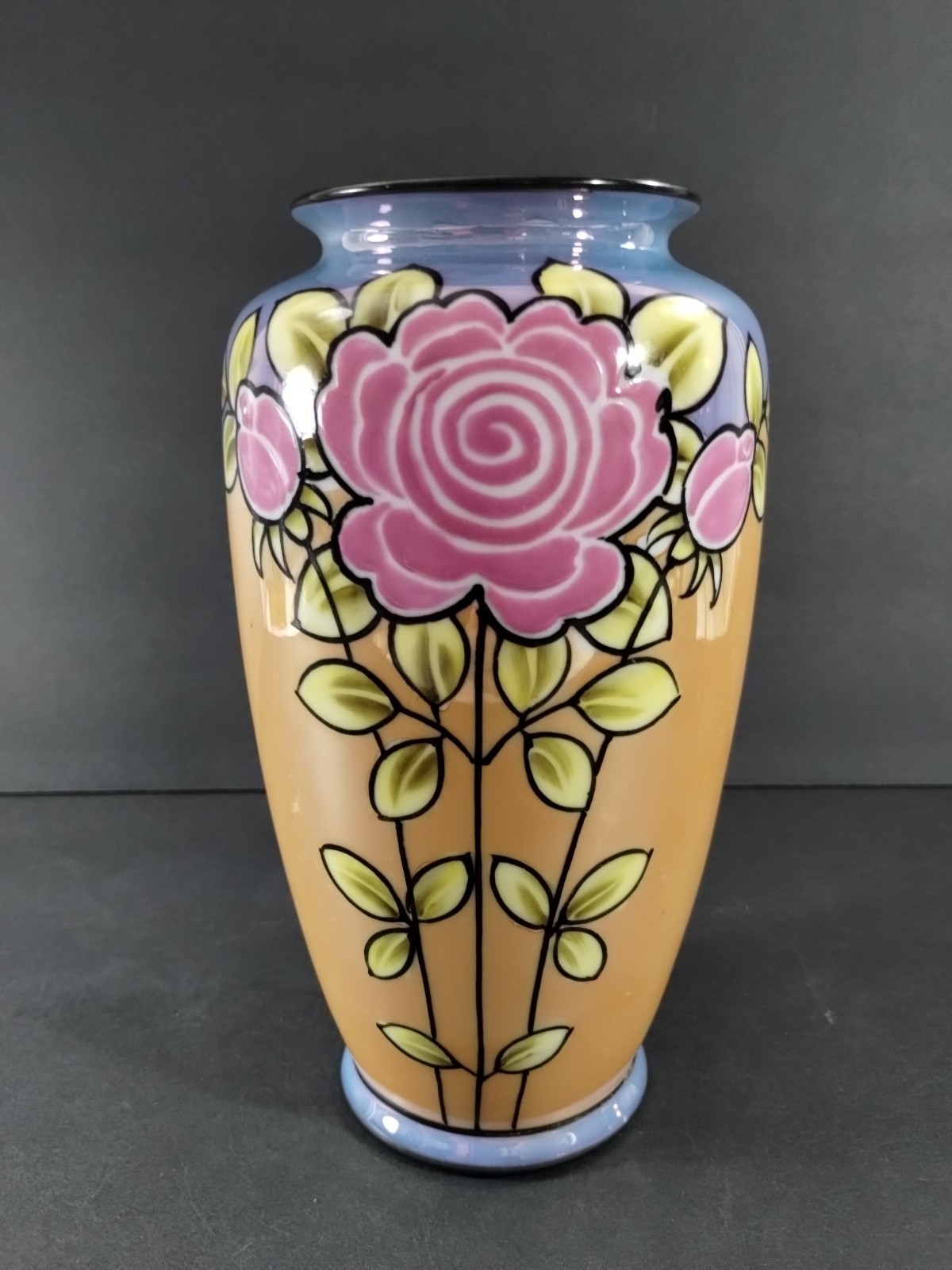 VTG~Japanese Porcelain Floral Vase~Tashiro Shoten Lusterware~7.5″~Vibrant~XLNT
