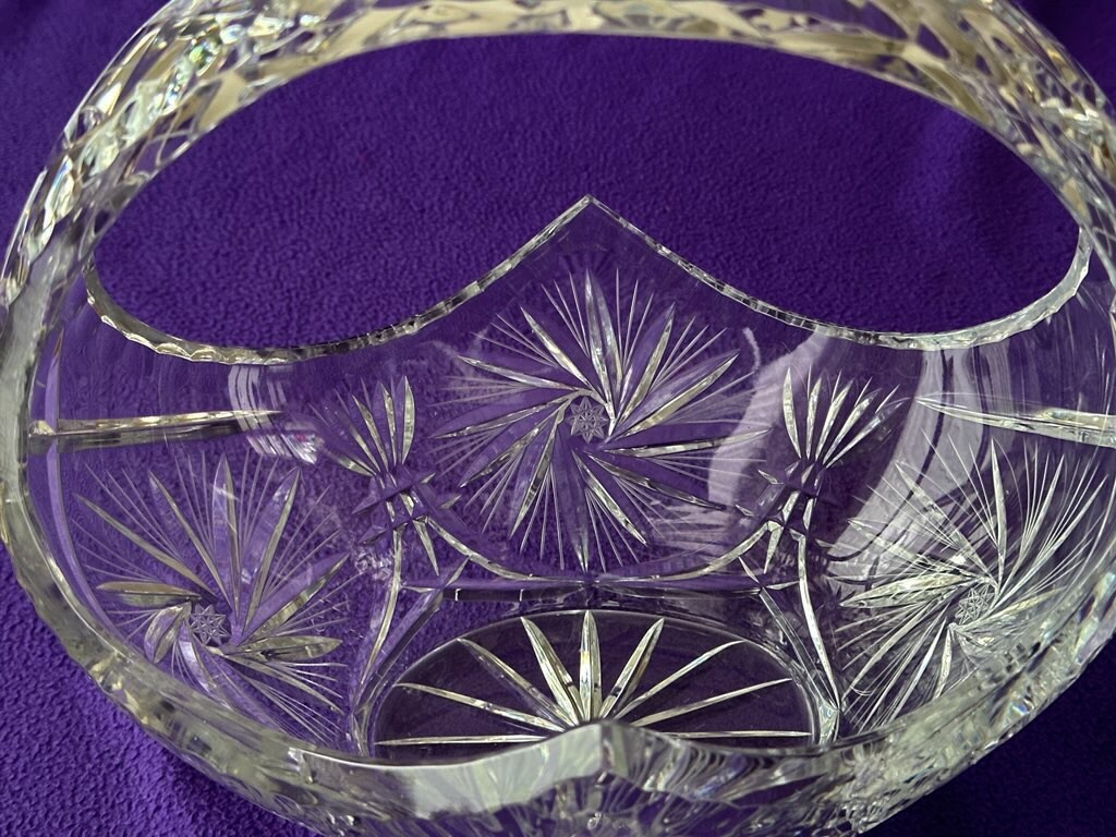 Antique Cut Class Crystal Basket 10″ l x 10″ h x 7.25″ w American Brilliant Prd.