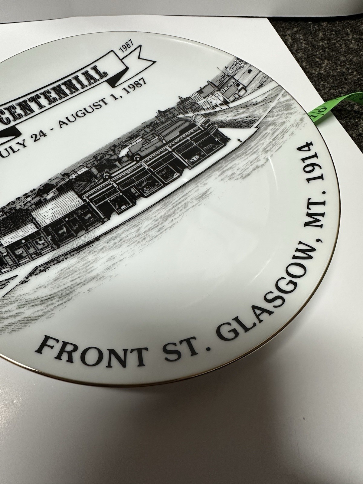 1887-1987 Front St Glasgow, MT 1914 Commemorative Plate; Collector Plate