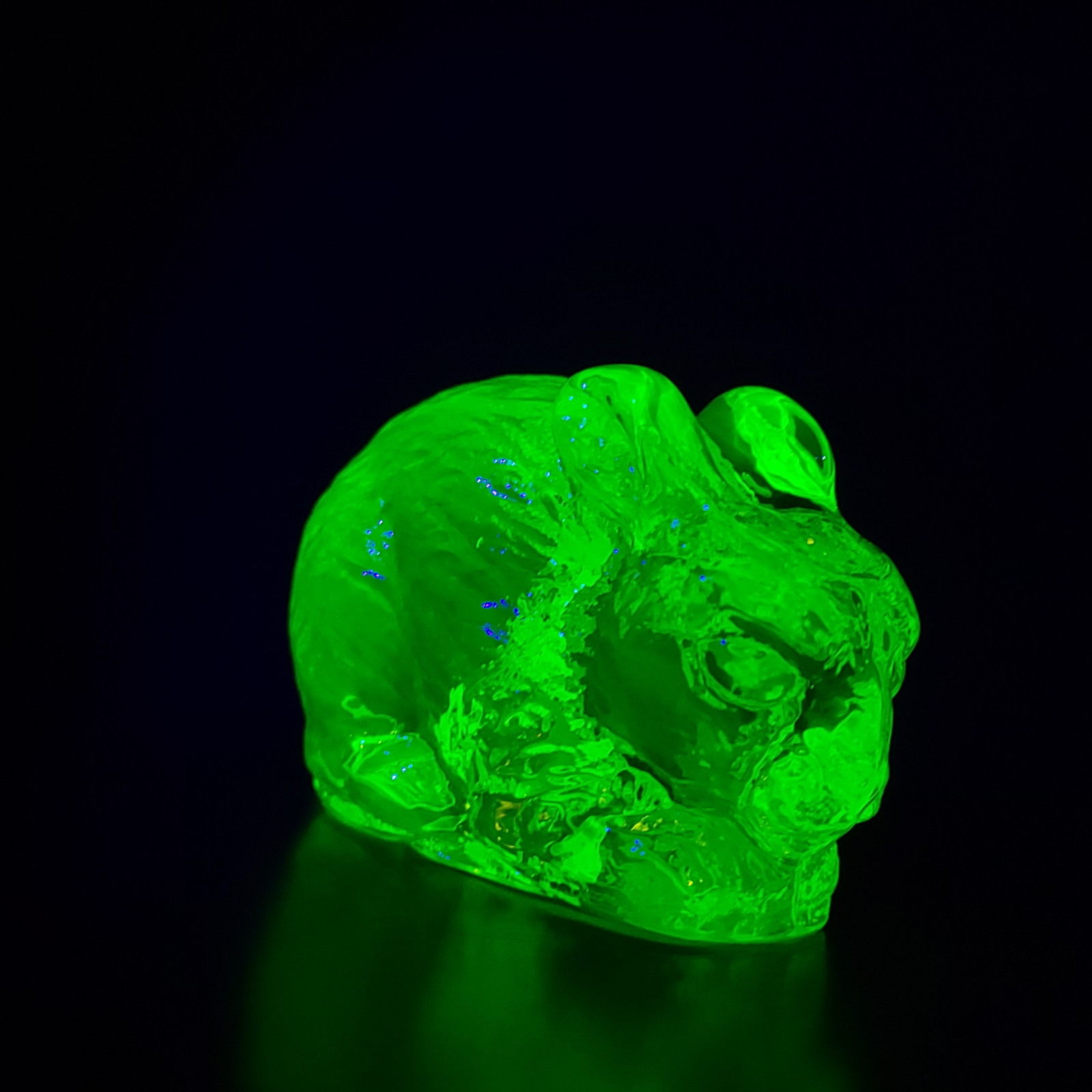 Vaseline Uranium Glass Rabbit Vaseline Yellow Glass Animal Figurine Art Deco