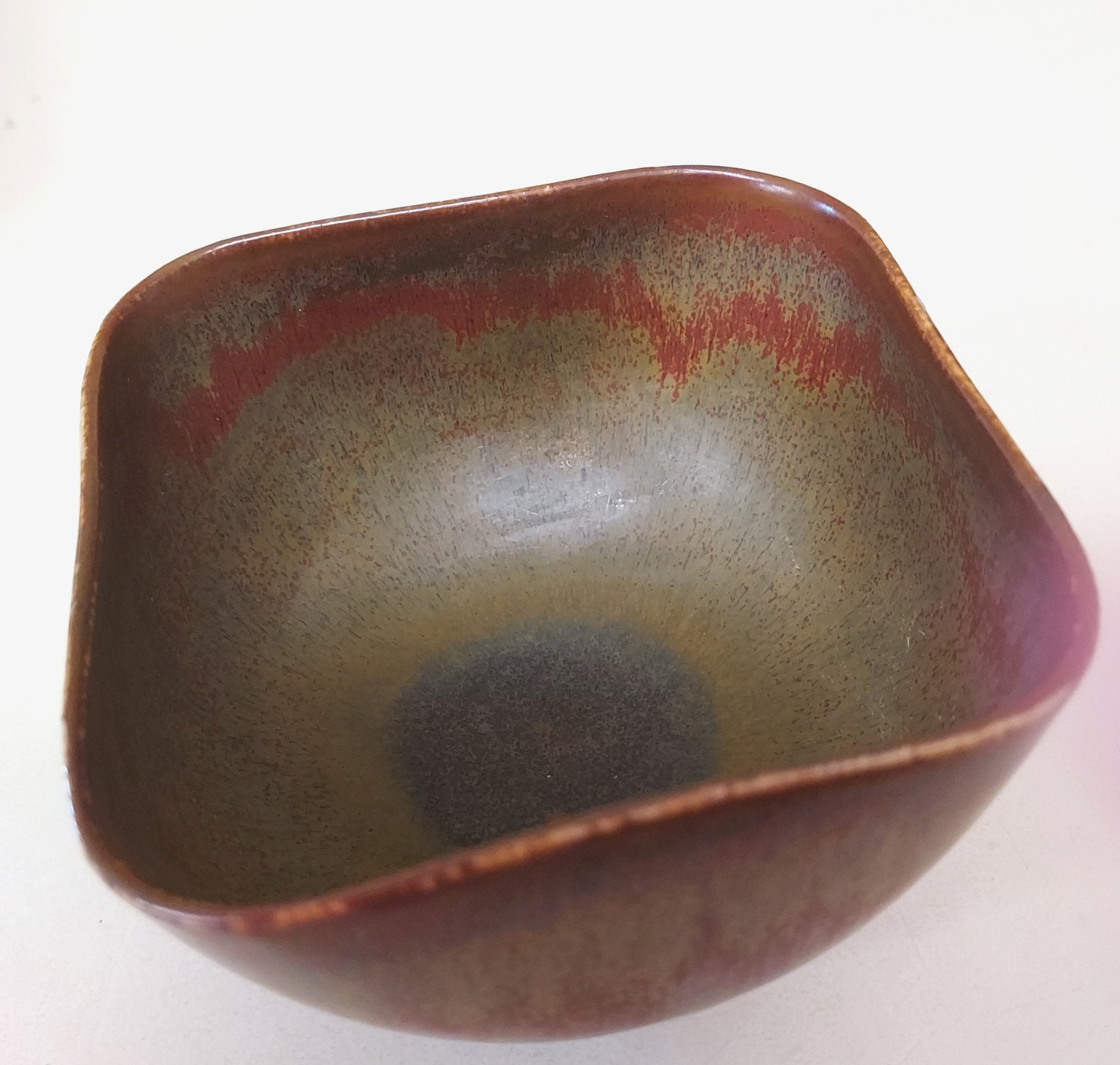 Rare Saxbo 113 Danish Denmark Pottery, 4 Sided Mid Century – Redish Brown Bowl