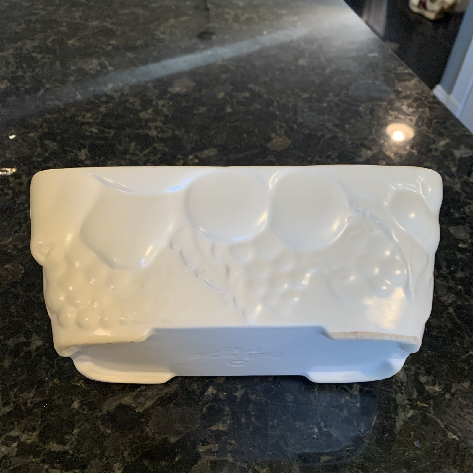 Vintage Hull Pottery USA White Planter F18 Grape Pattern