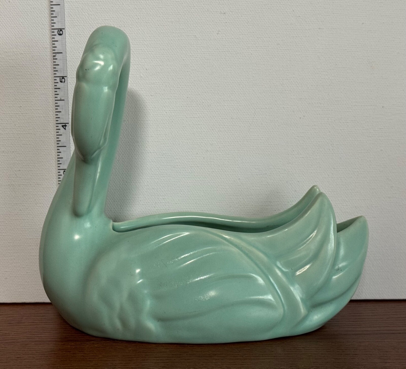 Pacific Pottery Swan #856 Seafoam Green Vintage MCM Dish Vase Planter Decoration