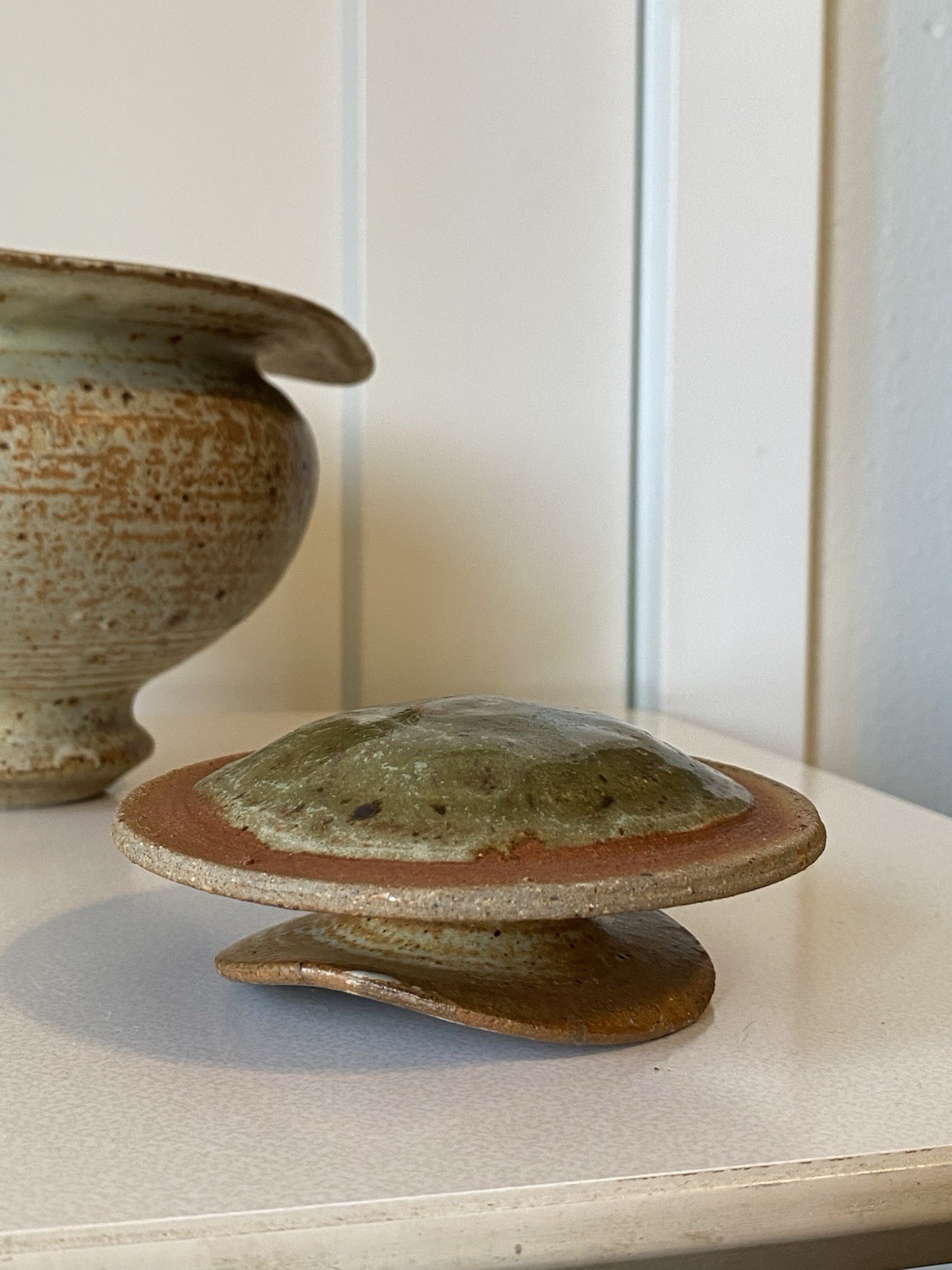 Mid Century Studio Pottery Lidded Jar PRITCHARD 1974 Unique Wabi Sabi Vintage