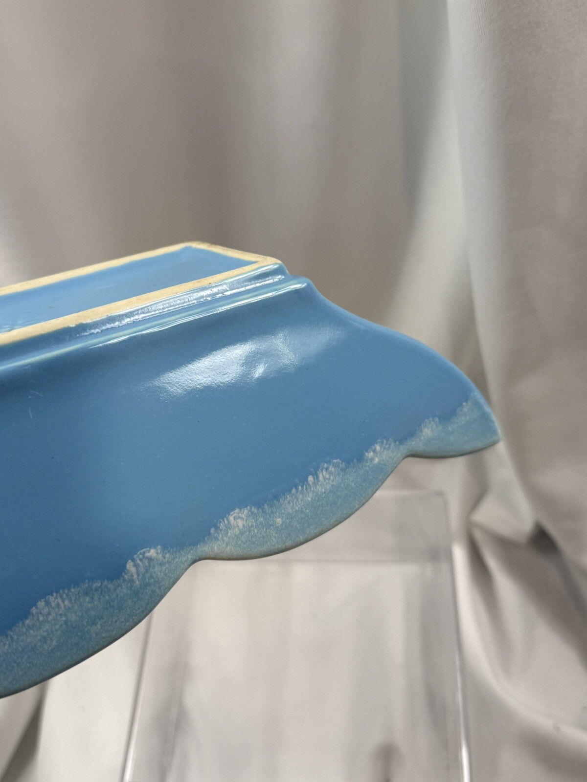 Vintage Hull USA Pottery Light Blue Teal Glaze Planter 13” X 4.5”