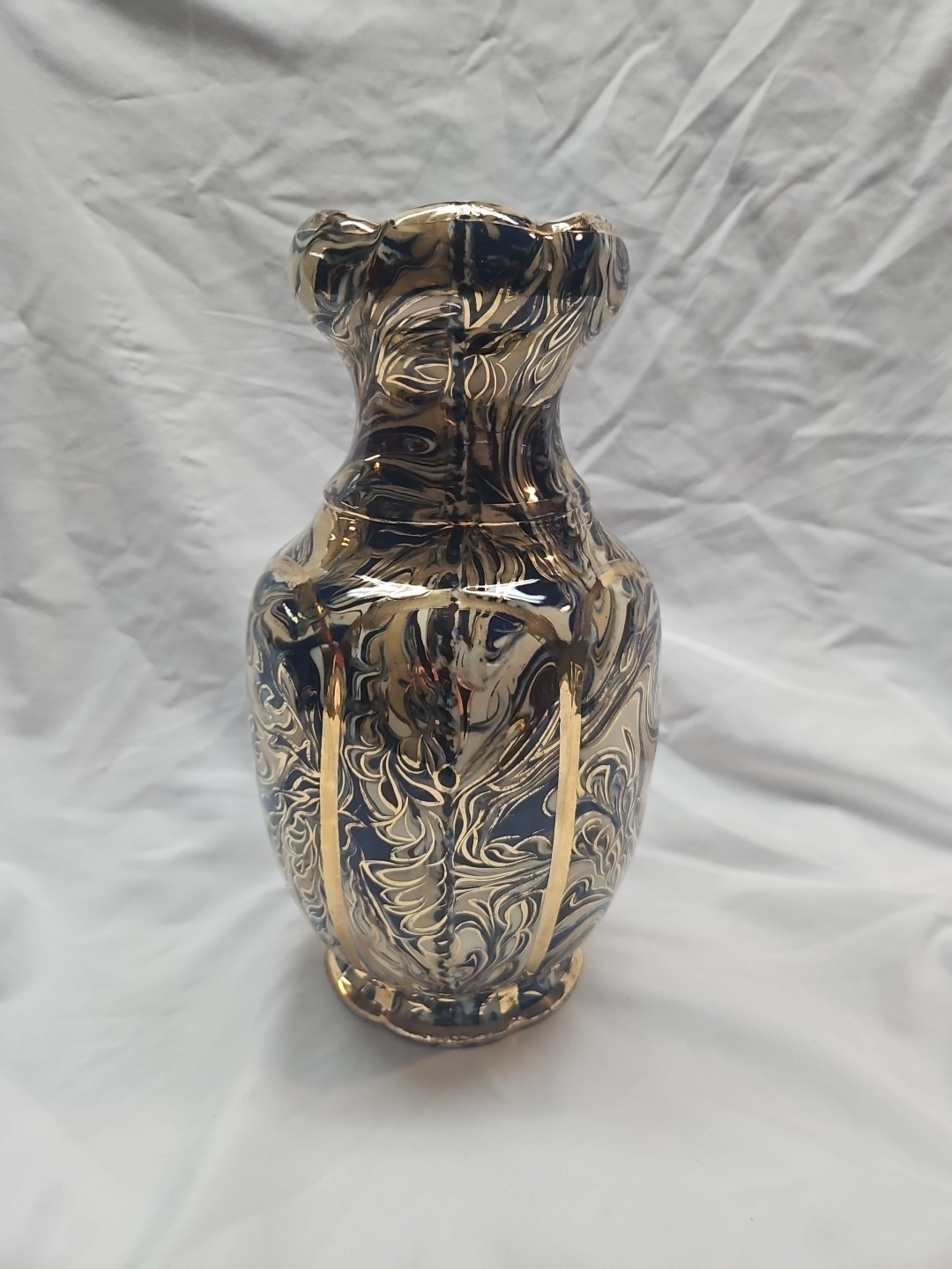 Vintage Columbia Aptware Ohio Swirled Cobalt Blue Vase EXQUISITE!!