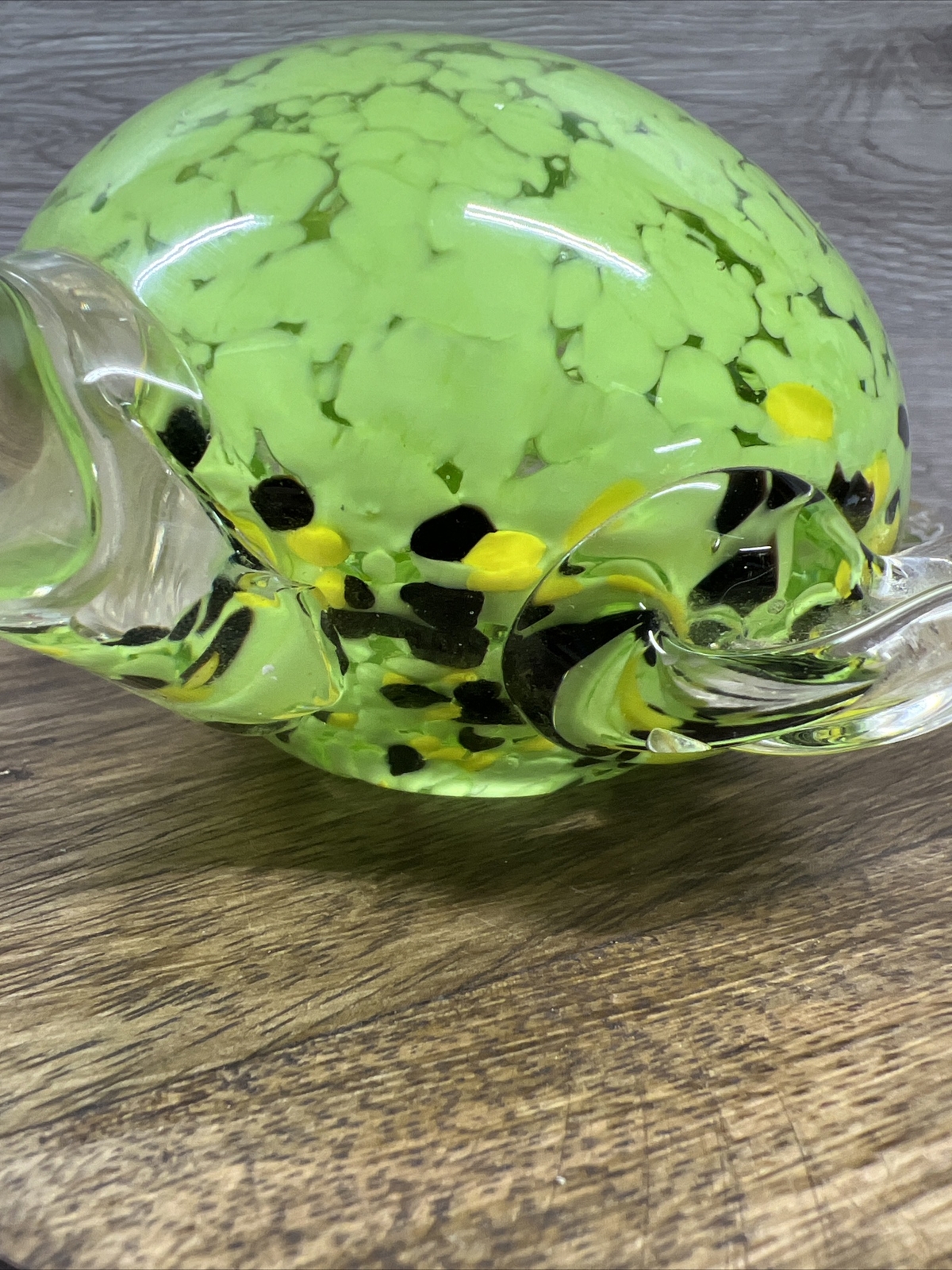 VTG Glass SEA Turtle Paperweight Clear Light Green 7” 5th Avenue Crystal