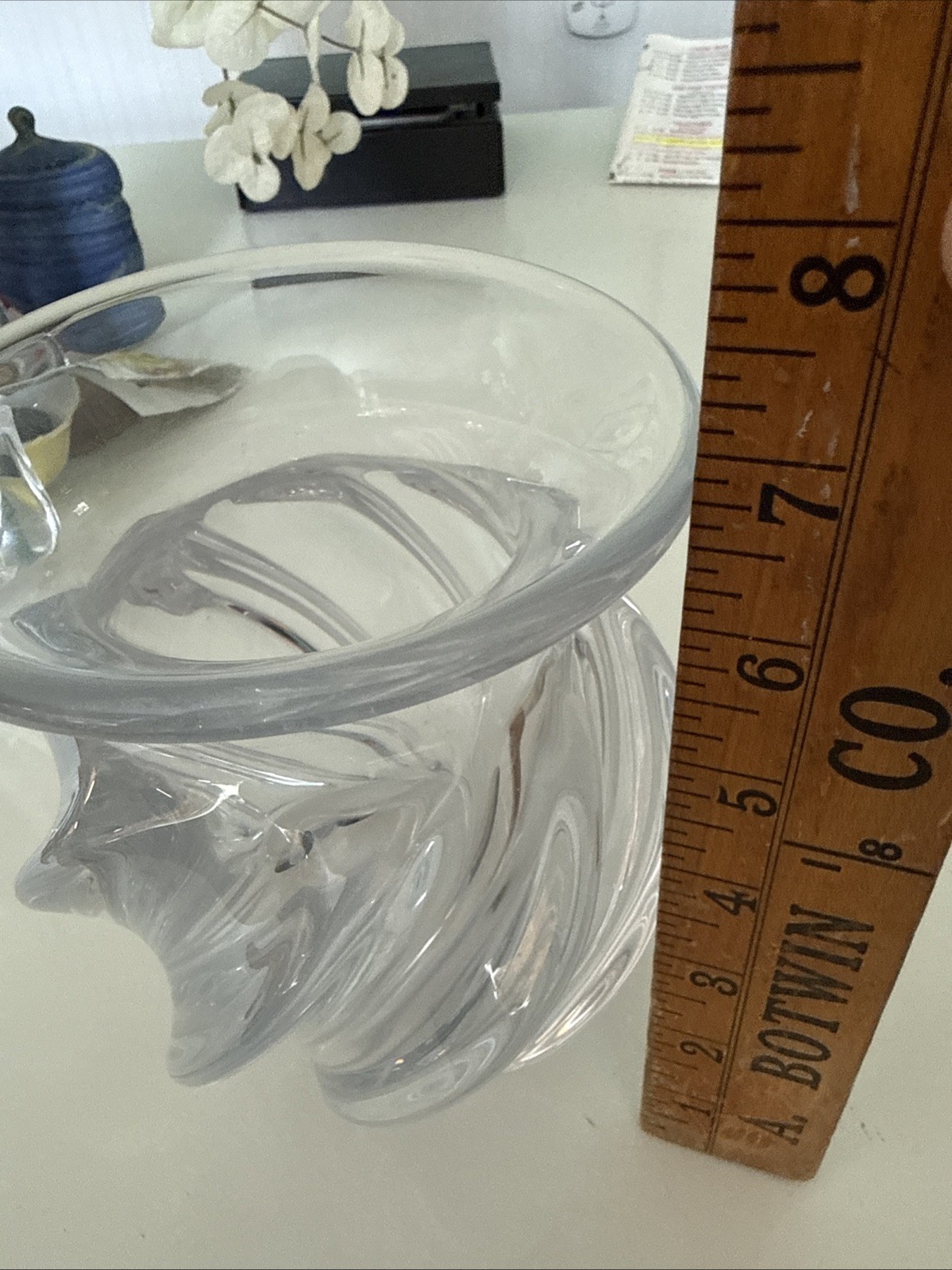 Crystal Art VANNES Twisted Design Heavy 7″ Glass Belly Vase France Mint MCM