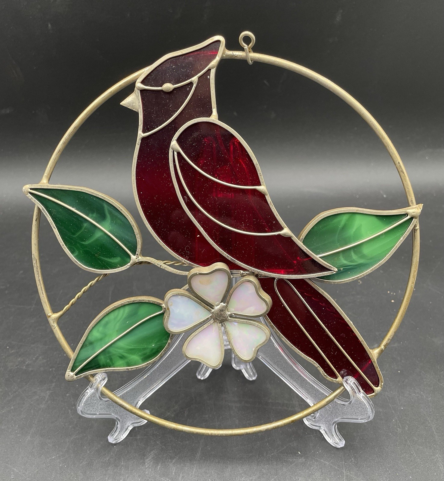 Cardinal 8 1/4 Inch 3-D Stained Glass Sun Catcher