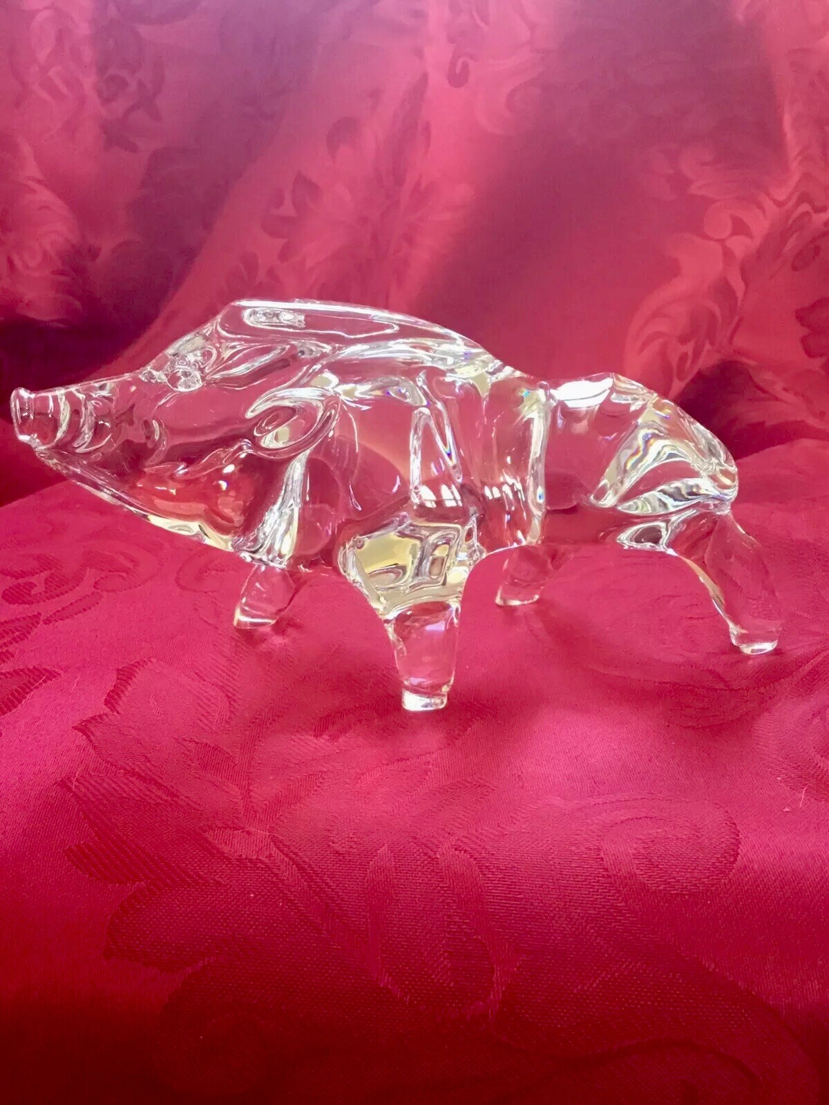 NEW FLAWLESS Stunning BACCARAT France Glass ZODIAC Crystal BOAR PIG HOG Figurine