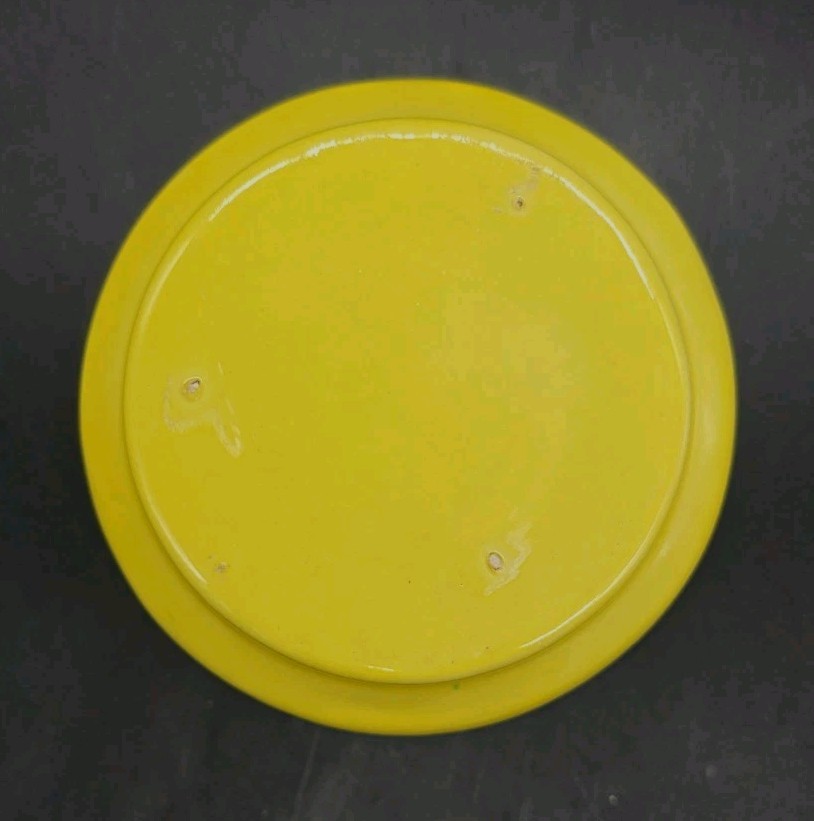 MCM Caleramics Bright Yellow & Green Drip Glaze Ceramic Round Planter 4¾x5½”