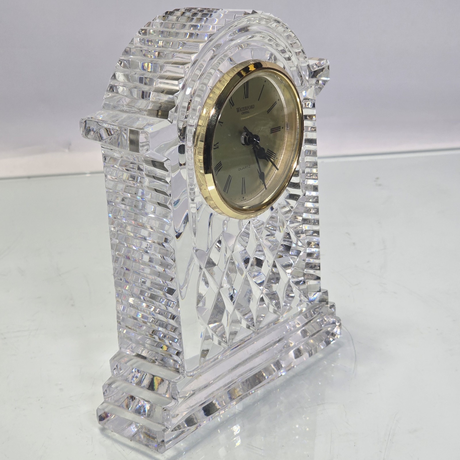 Waterford Crystal Quartz Mantel Desk Clock Irish Cut Crystal Working Excellent.
