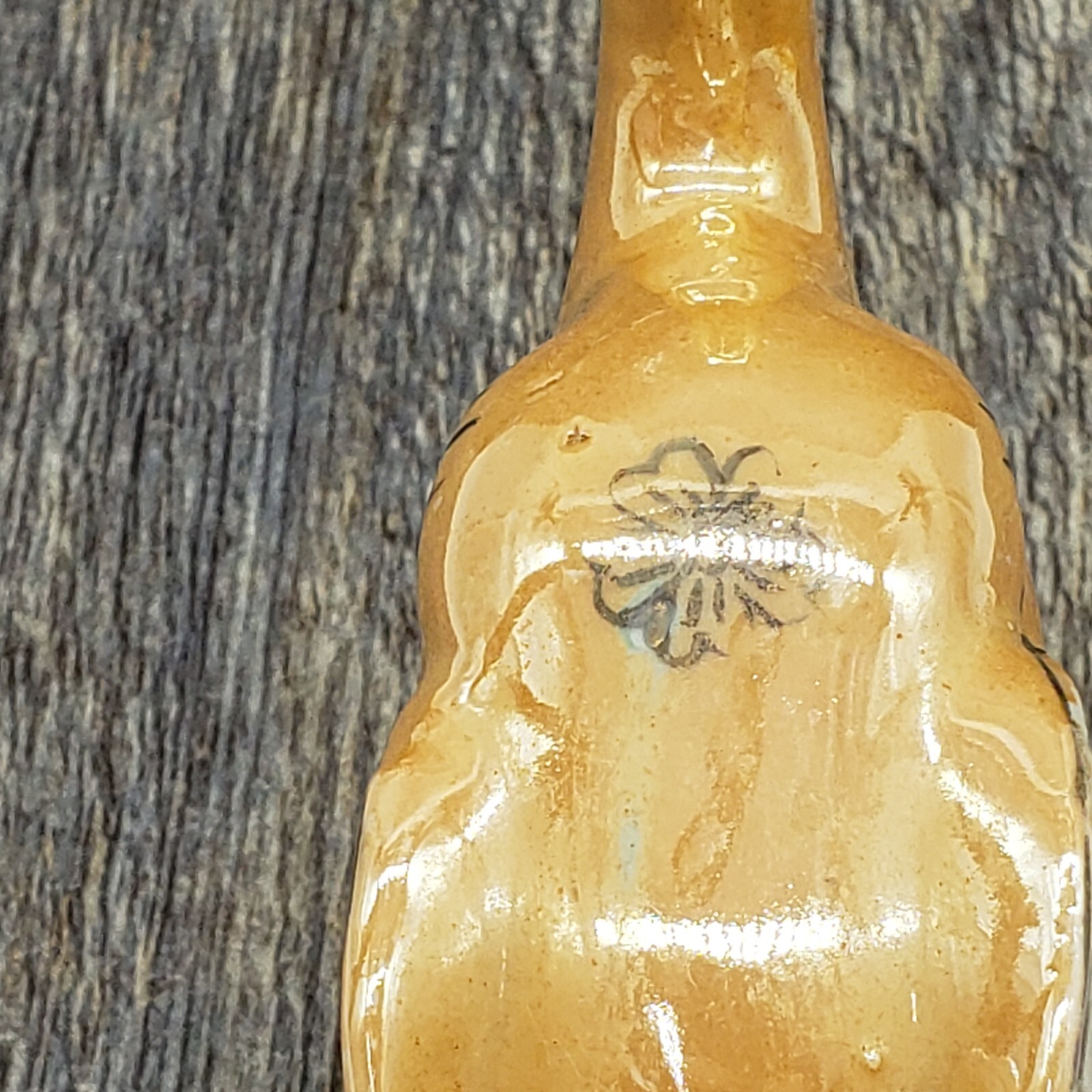 Orange Luster Ware 3 1/2″ Tall Elephant Trunk Up Figurine