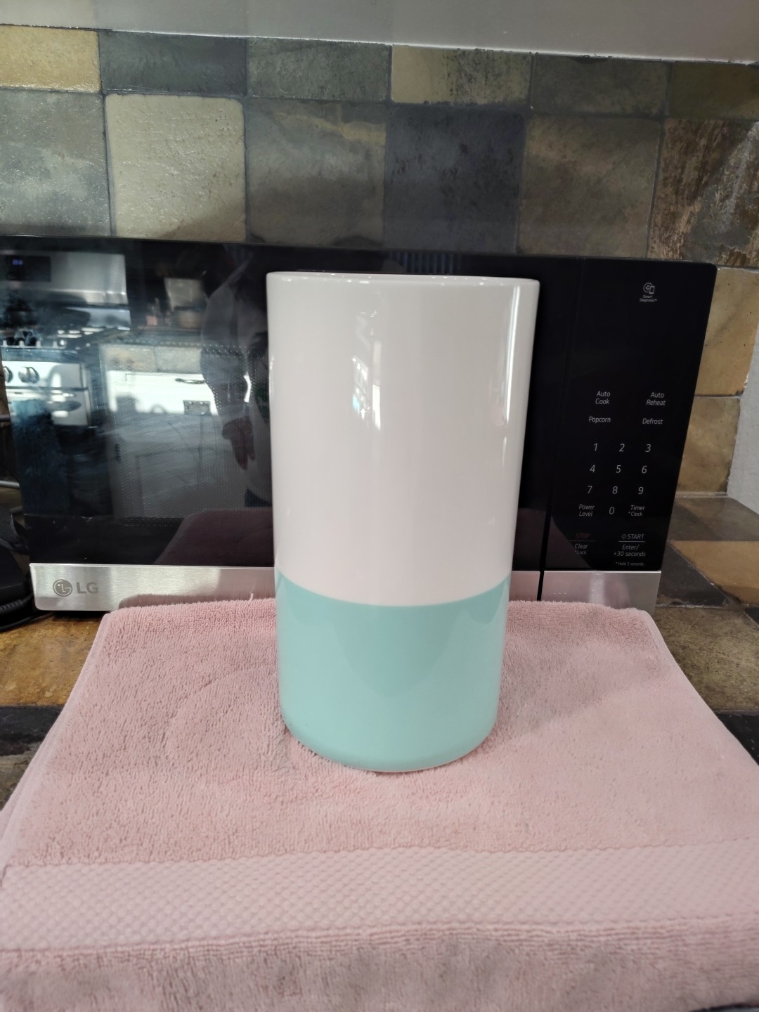 Tiffany & Co. Colored Block Vase Fine Bone China Green & White Made In Japan