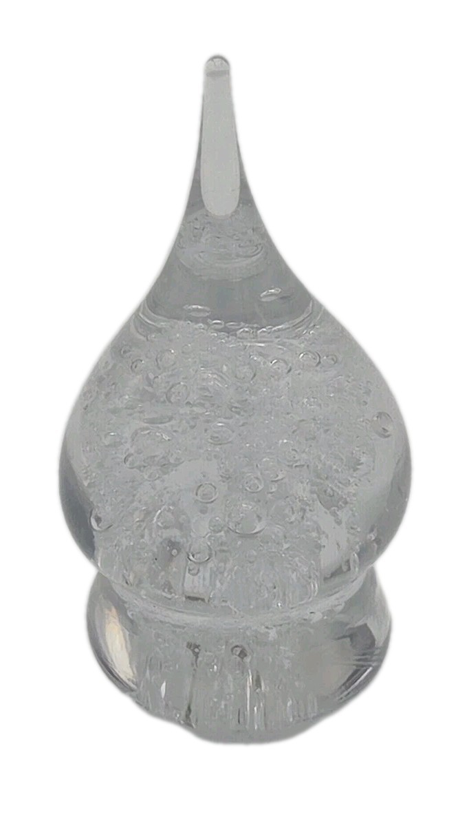 Vintage Art Glass Crystal Teardrop Paperweight Bubbles handmade SEE NOTE