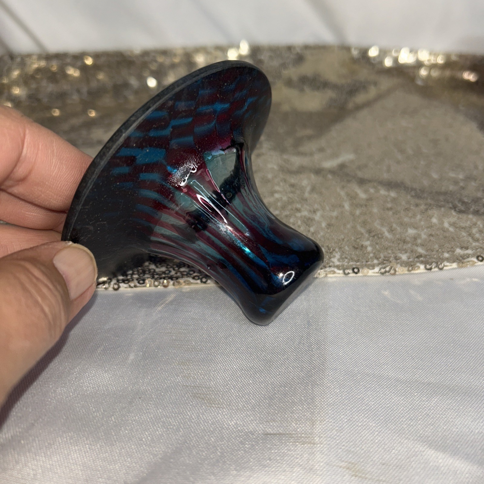 Antique Blown Glass Miniature Top Hat Glass Vase/ Candle Holder. Great Colors