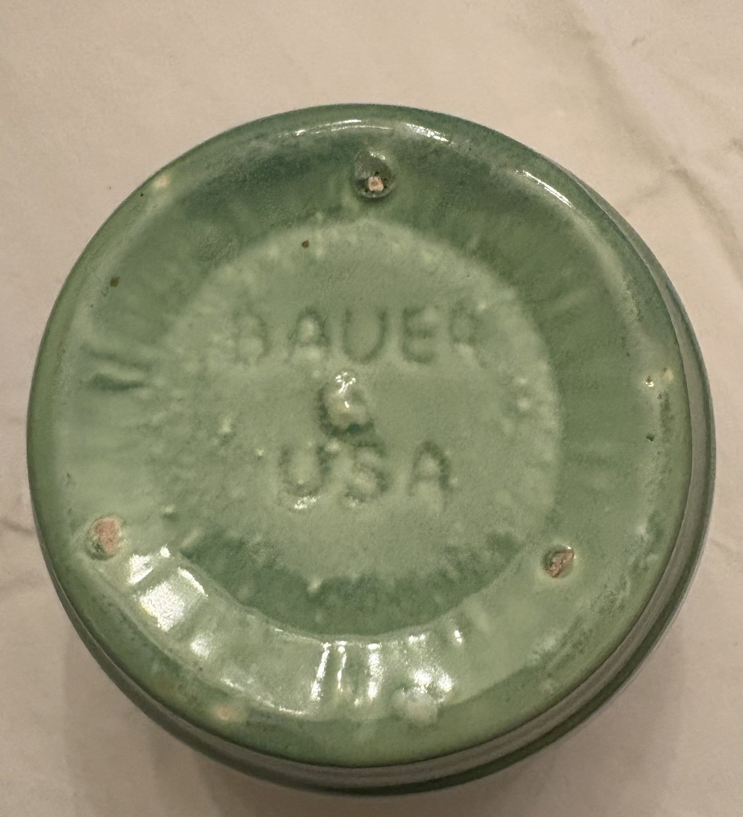 Vintage Bauer USA Pottery Green Ringware Beater Bowl / Flower Pot 5 1/4”