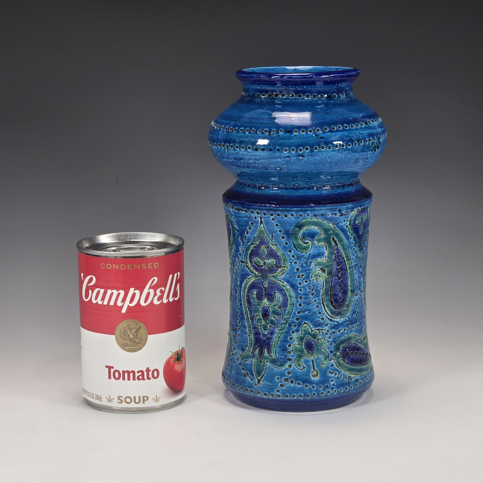 Aldo Londi Bitossi Italian Pottery Vase Liberty Paisley Remini Blu Rosenthal 8″