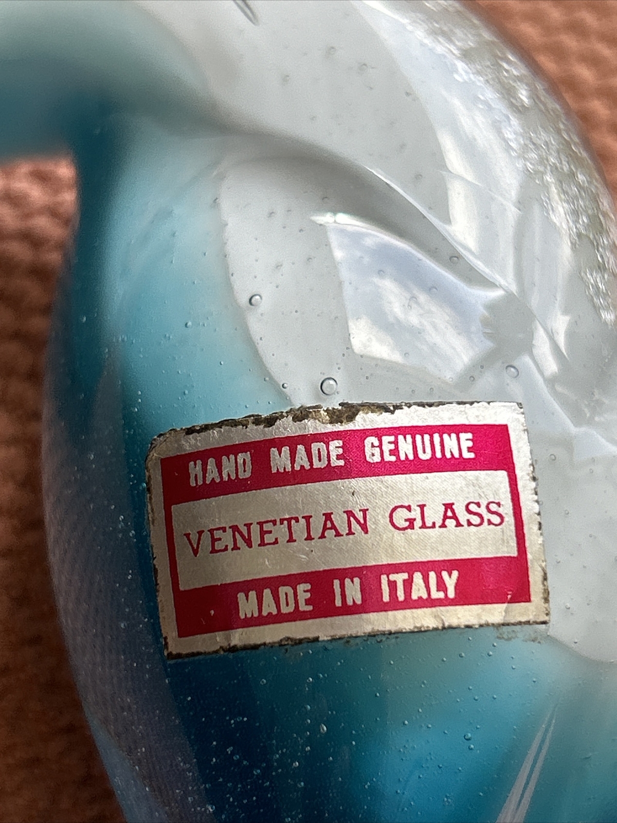 ALFREDO BARBINI Pelican Murano Art Glass with Venetian LABEL RARE Vtg