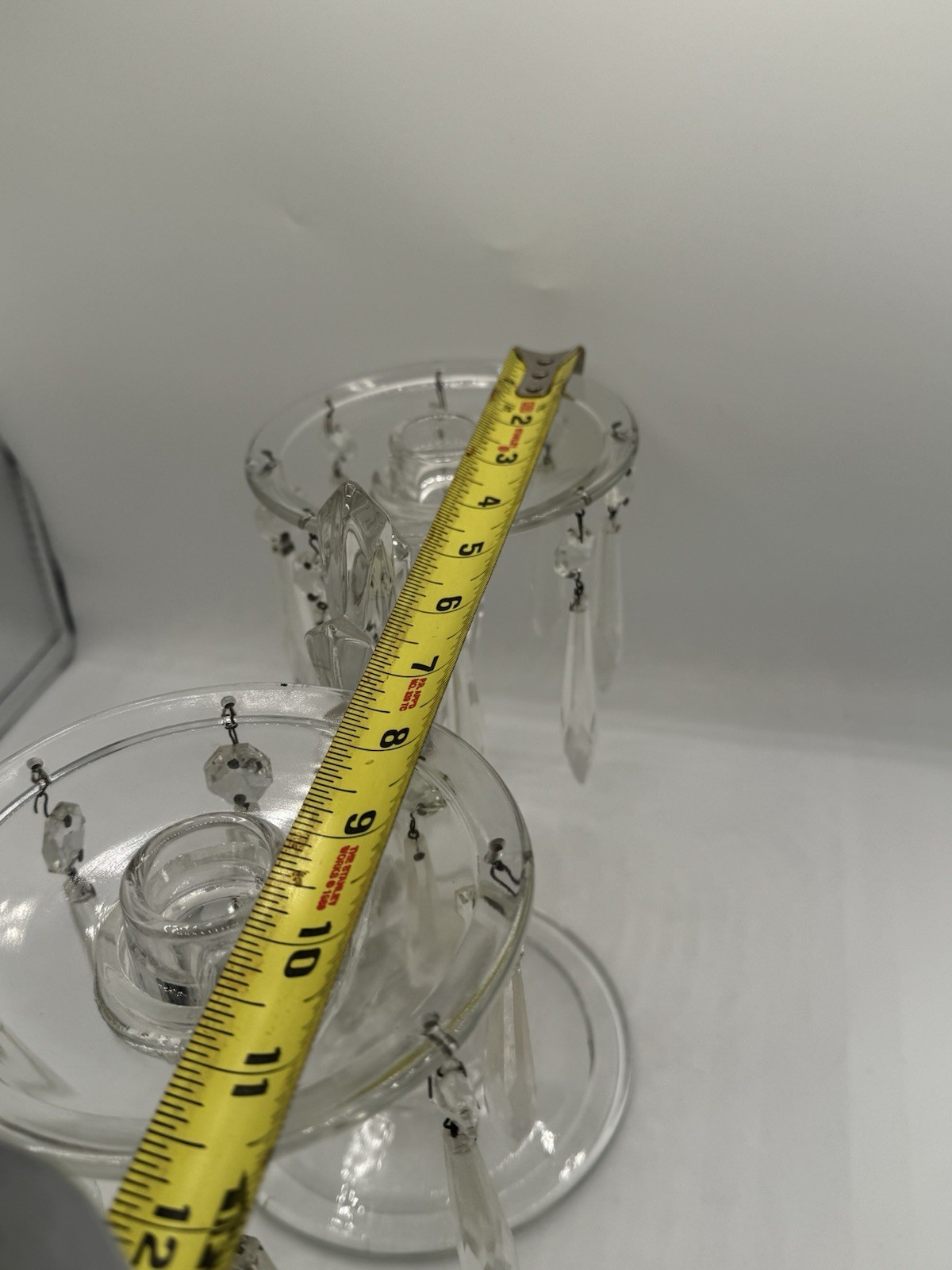 Fostoria Double Arm Crystal Candelabra with Bobeches & Prisms – Art Deco VTG