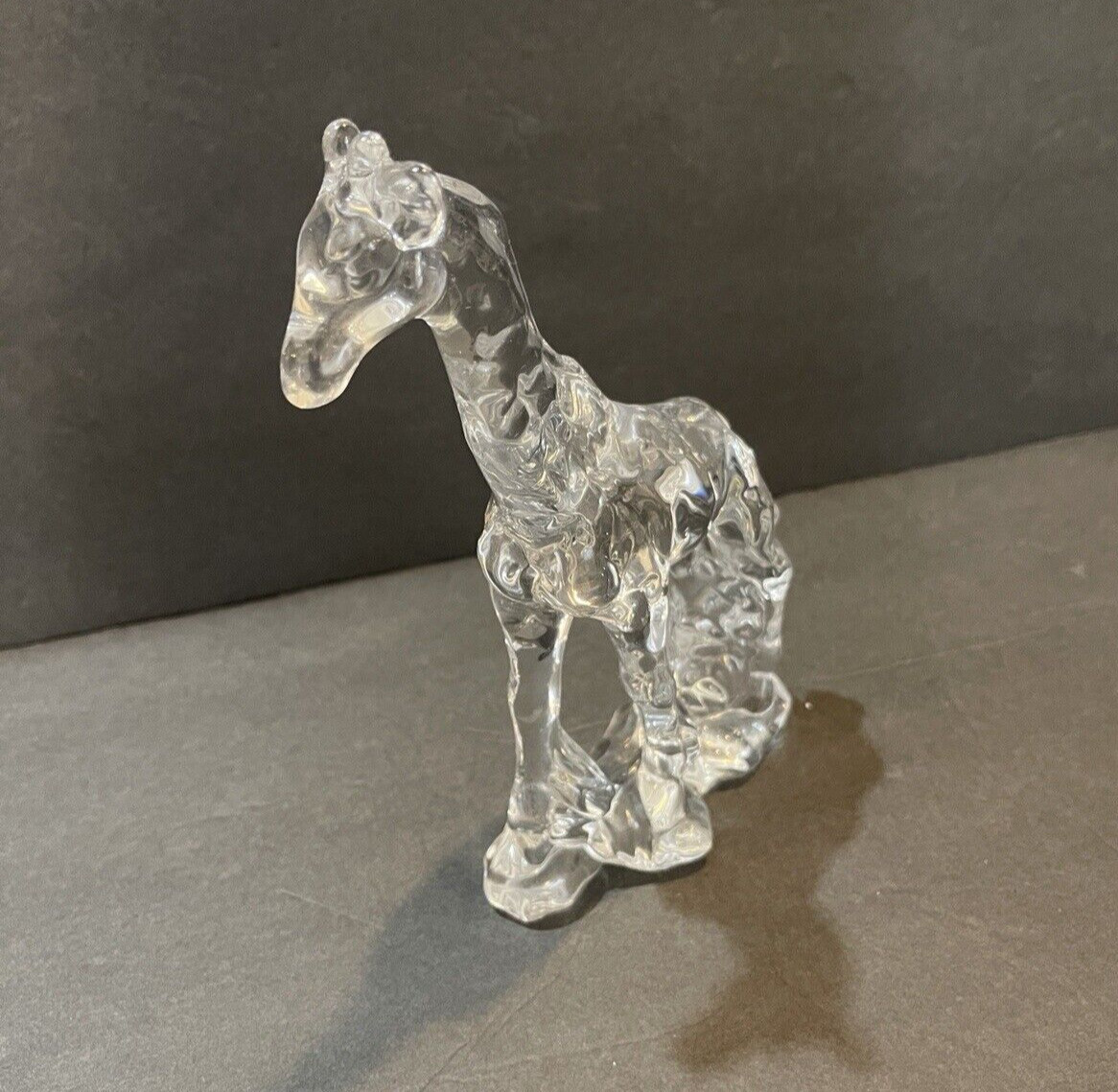 Art Glass Giraffe Figurine Clear Standing Sculpture Collectible Safari Decor