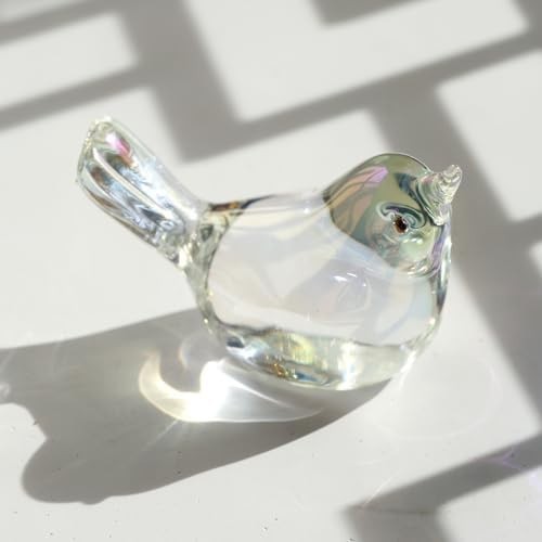 H&D HYALINE & DORA Set of 2 Glass Birds Figurines Handmade Blown Glass Bird F…