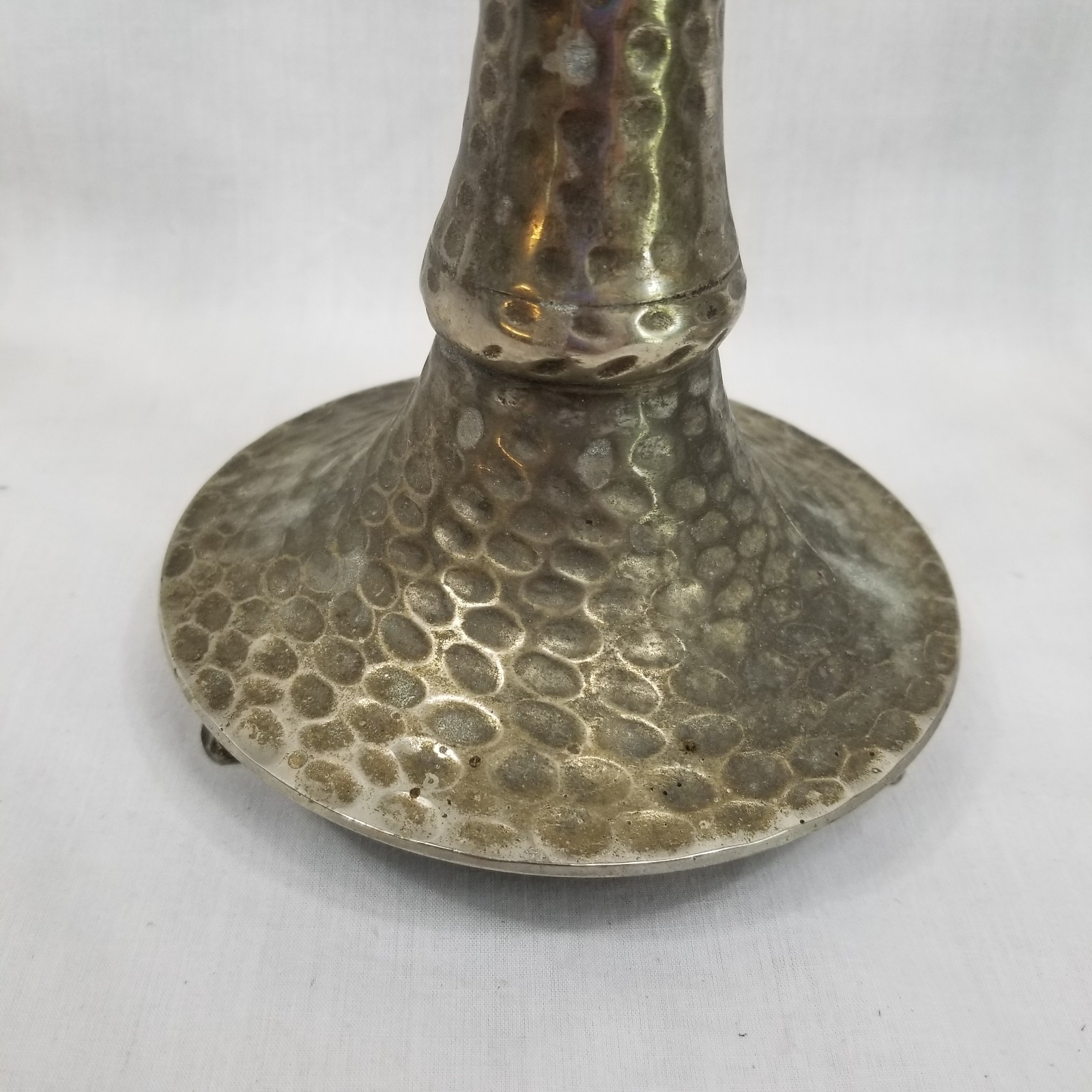 Set Of 2 Silver Plate Hammered Candlesticks Vintage Made In India 16in