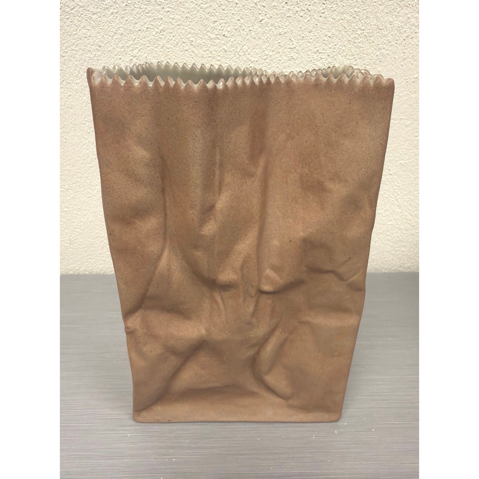 Rosenthal Studio Line Brown Paper Bag Vase Tapio Wirkkala Design Germany 7.5”