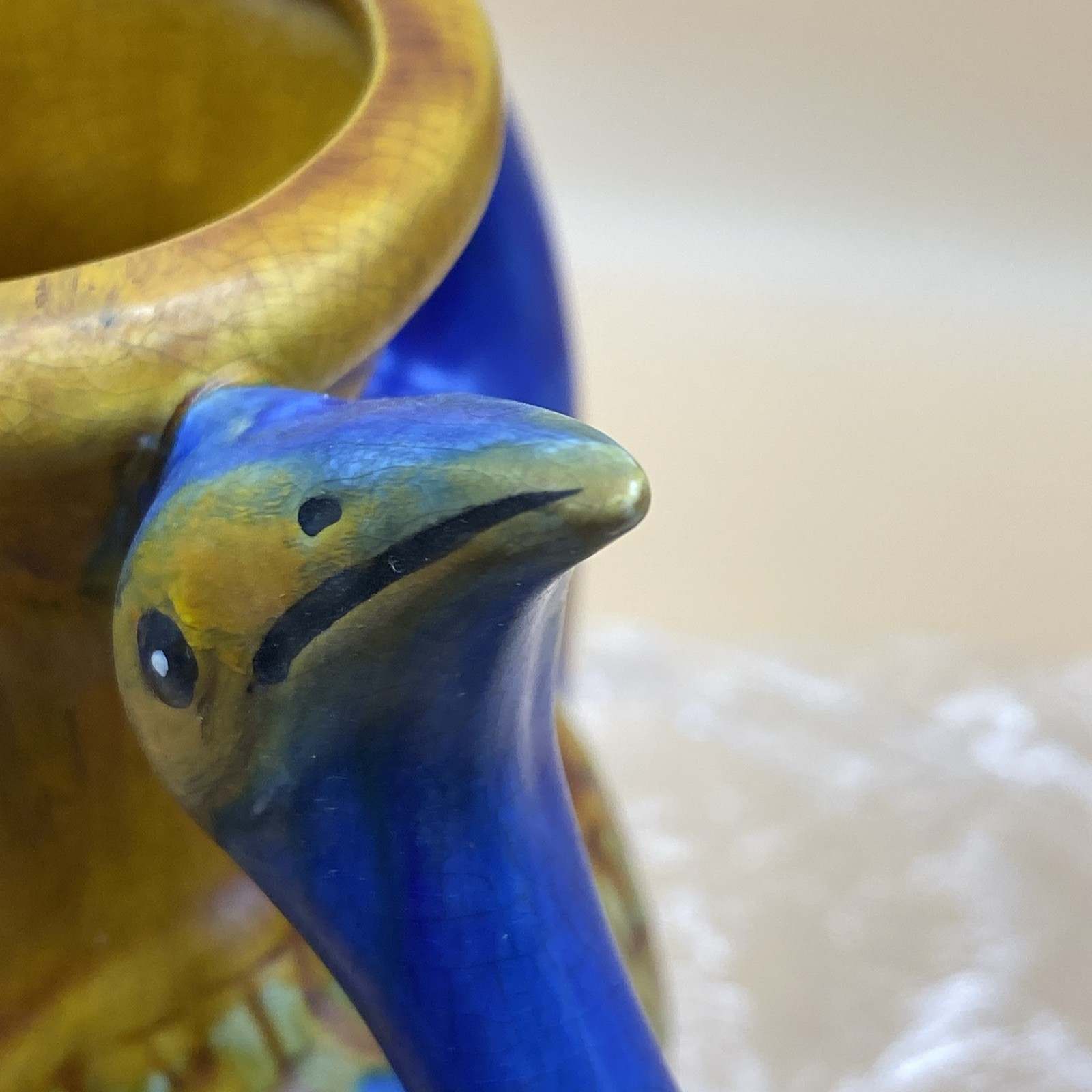 Vintage Art Nouveau Ceramic Pottery Peacock Bird Vase 16” Treasures READ!