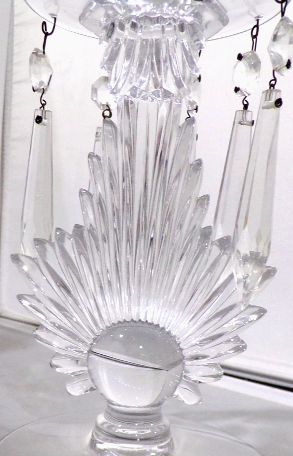 Vintage Fostoria Flame Plume Baroque Feather Candle Holder 8 Prisms