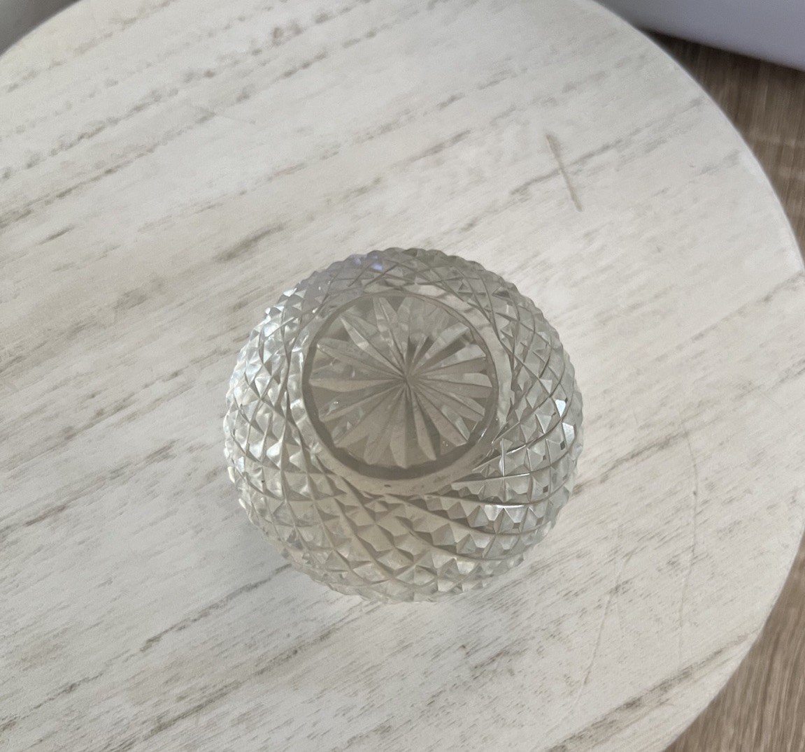 Vintage Cut Crystal Ball Sphere Clear Round Ball Paperweight 3”