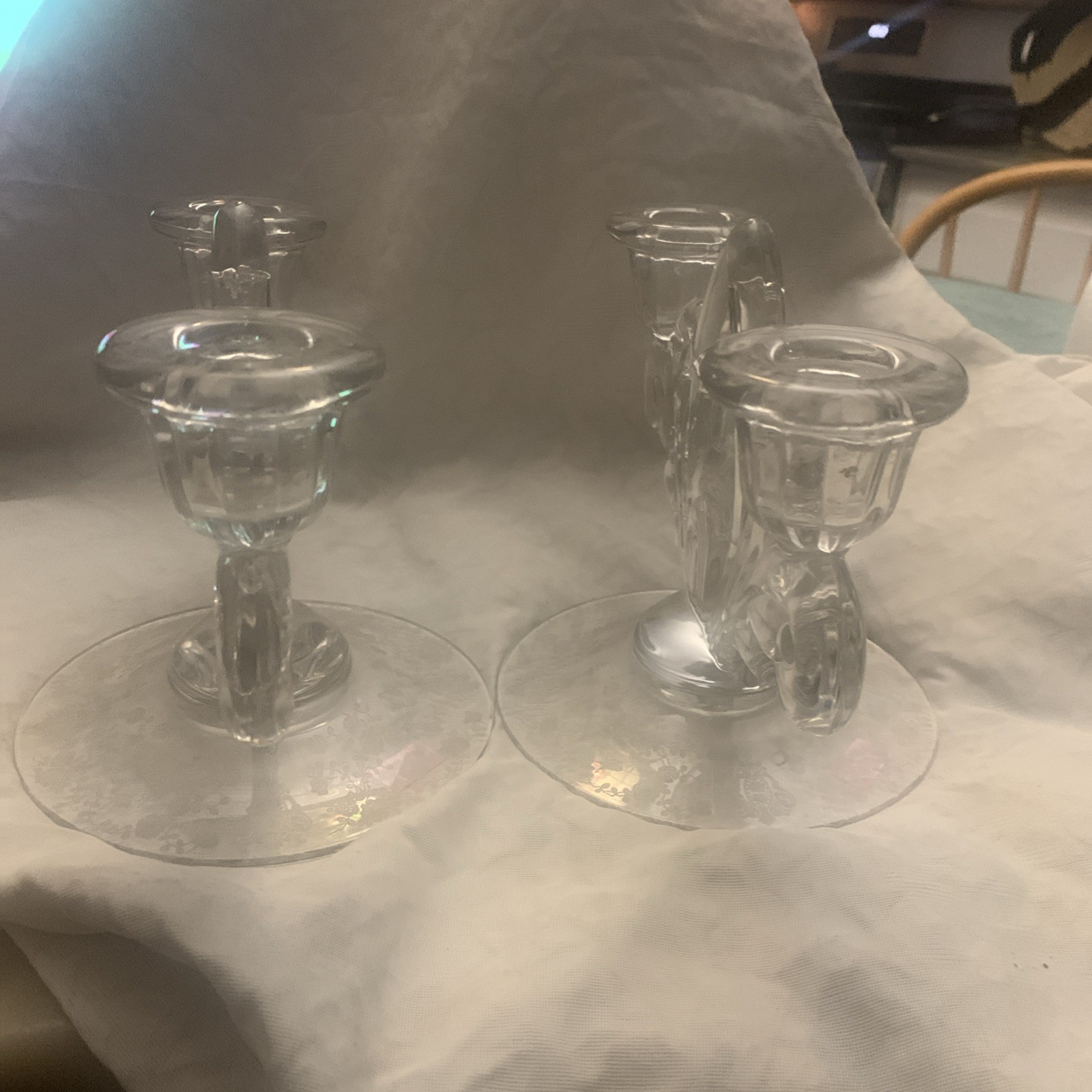 Rose Point Cambridge Glass Clear 2 Light Double Candelabra Set Of 2 8×6.5