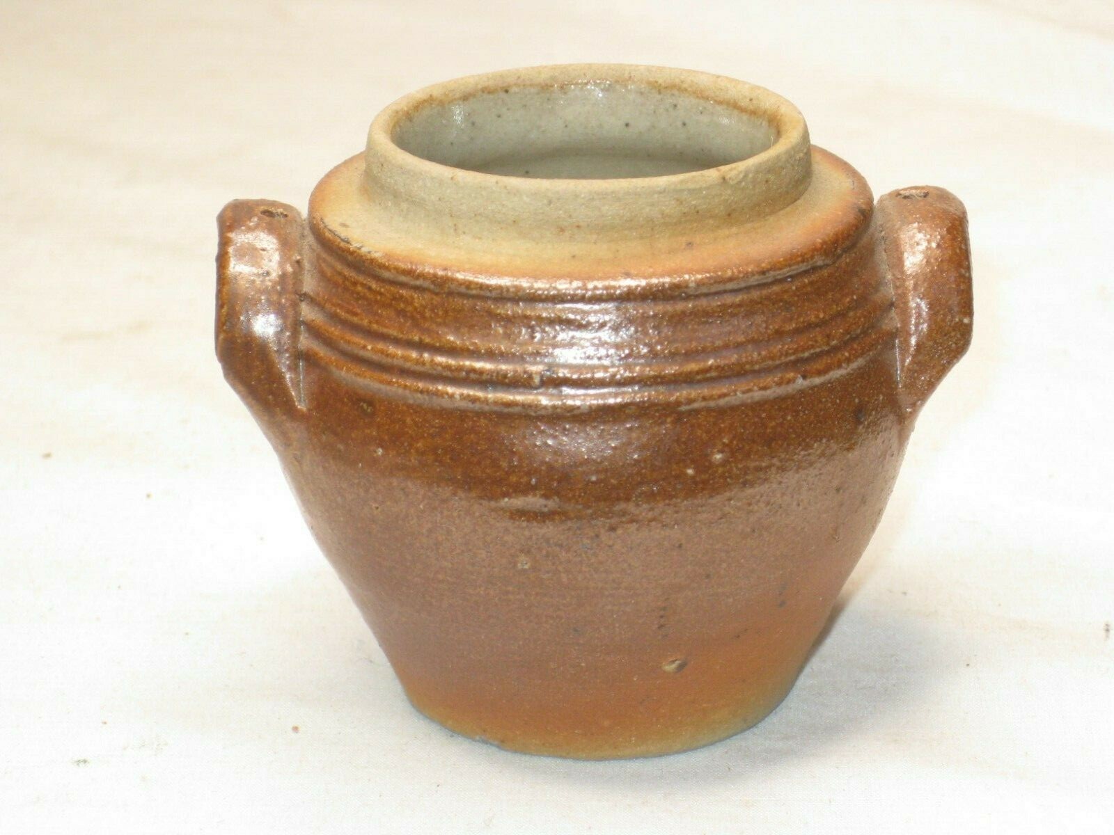 vintage FRANCE small handled container glazed ceramic pottery stoneware jug