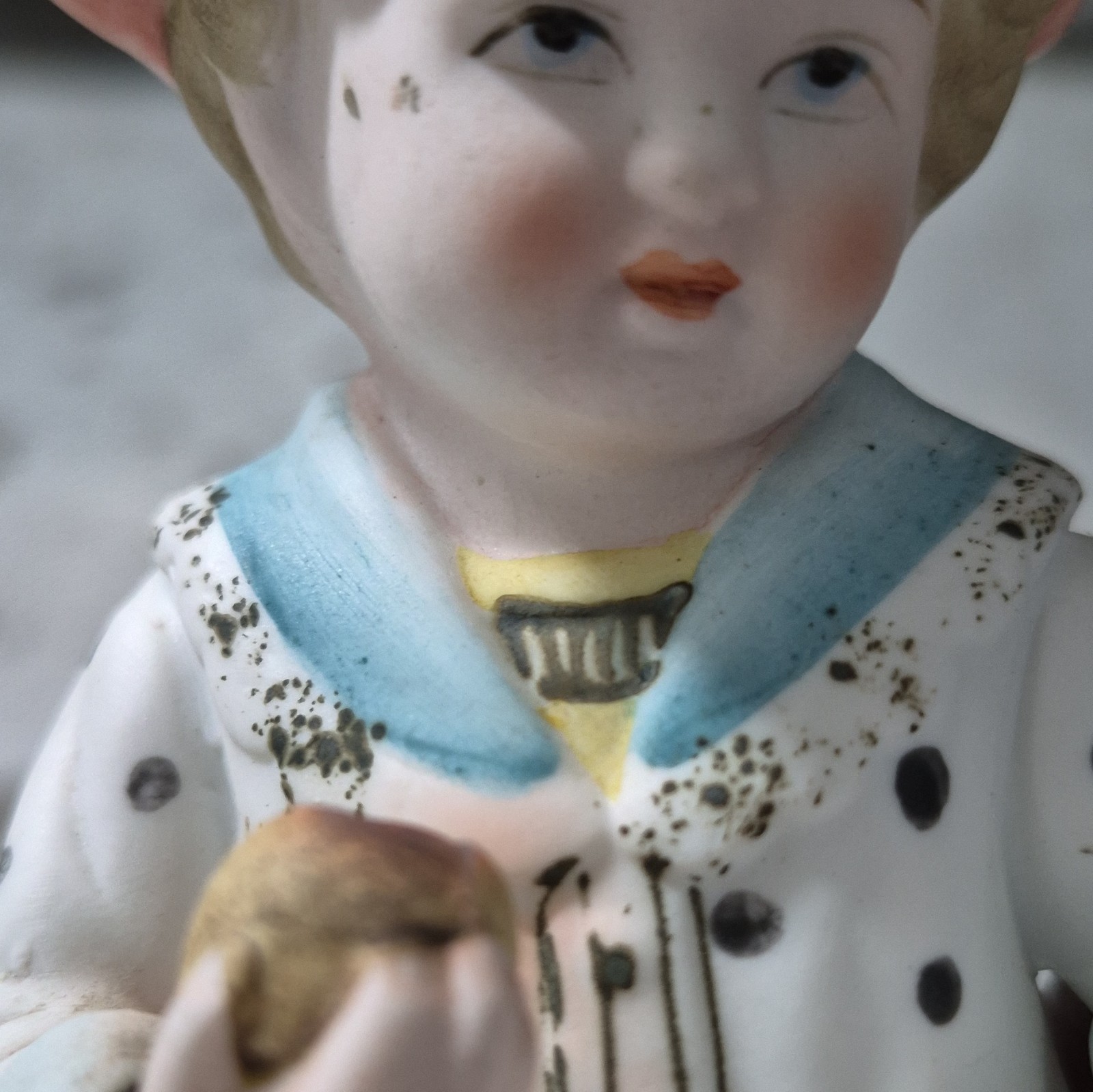 Andrea by Sadek Ceramic Boy Figurine Hand Painted Polka Dot Japan 6682