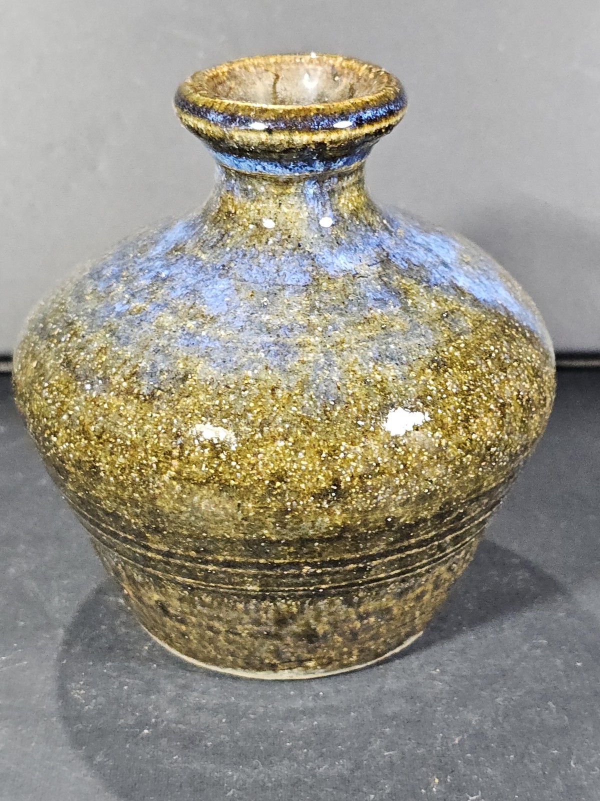 Studio Art Pottery Stoneware Small Bud Vase, Signed 4.5″ Tall