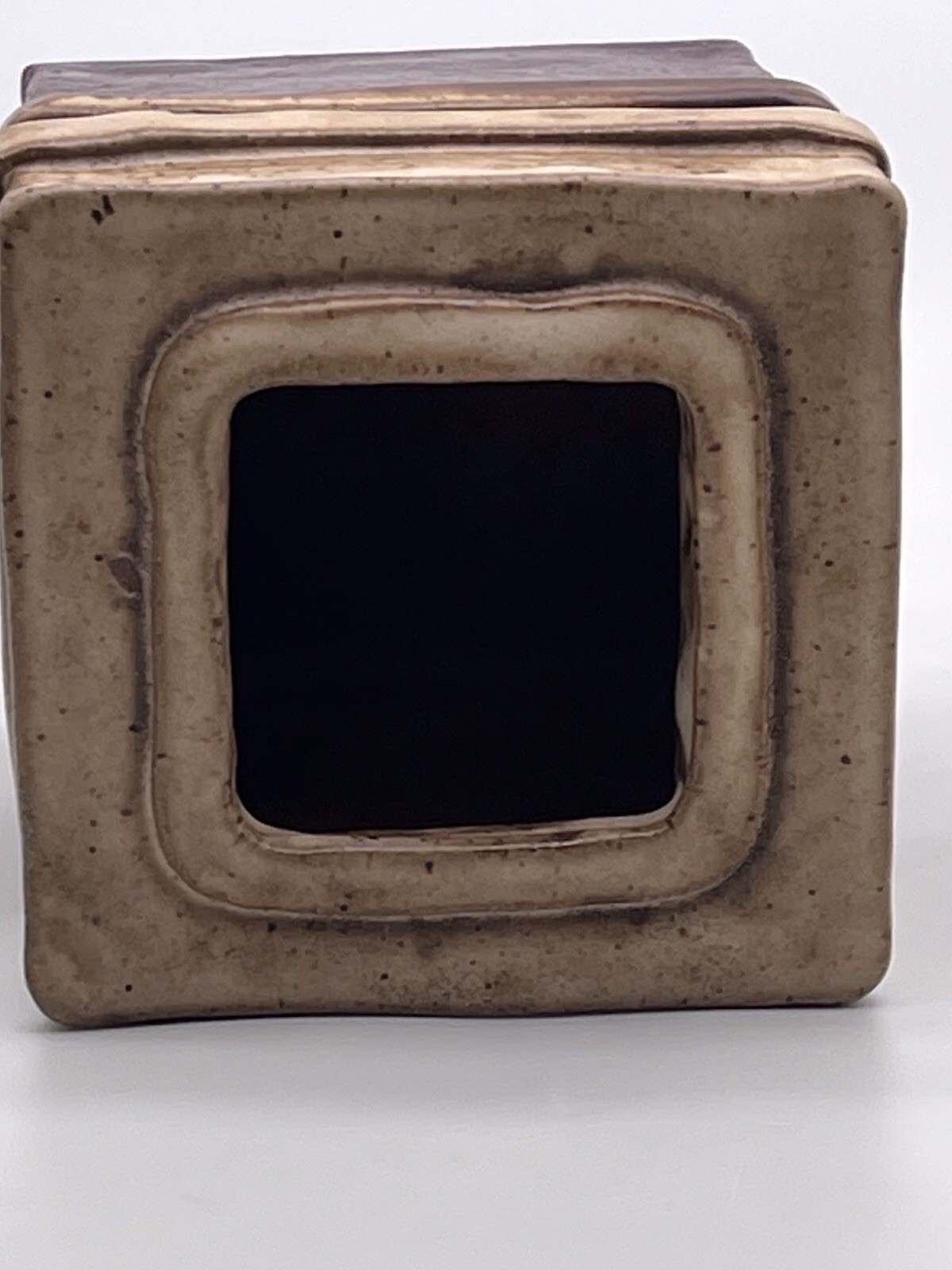 Vtg MCM Studio Art Pottery Square Vase Artist Signed ‘77 Retro