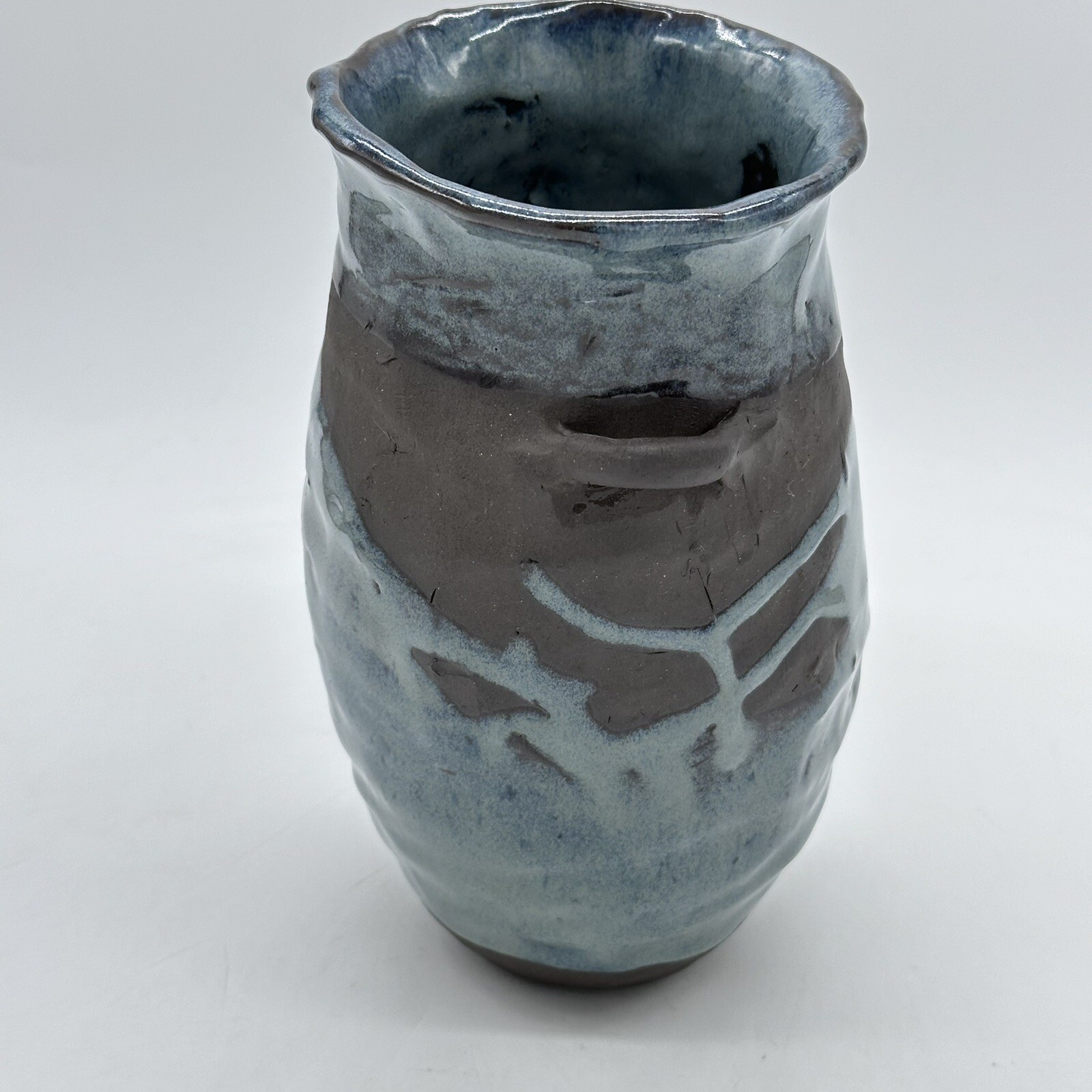 Pottery Handmade Crude Primitive Style Vase Double Handled Clay Pot