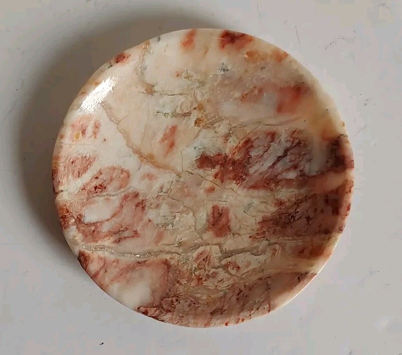 Pinkish 4″ Round Marble Trinket Tray Ashtray