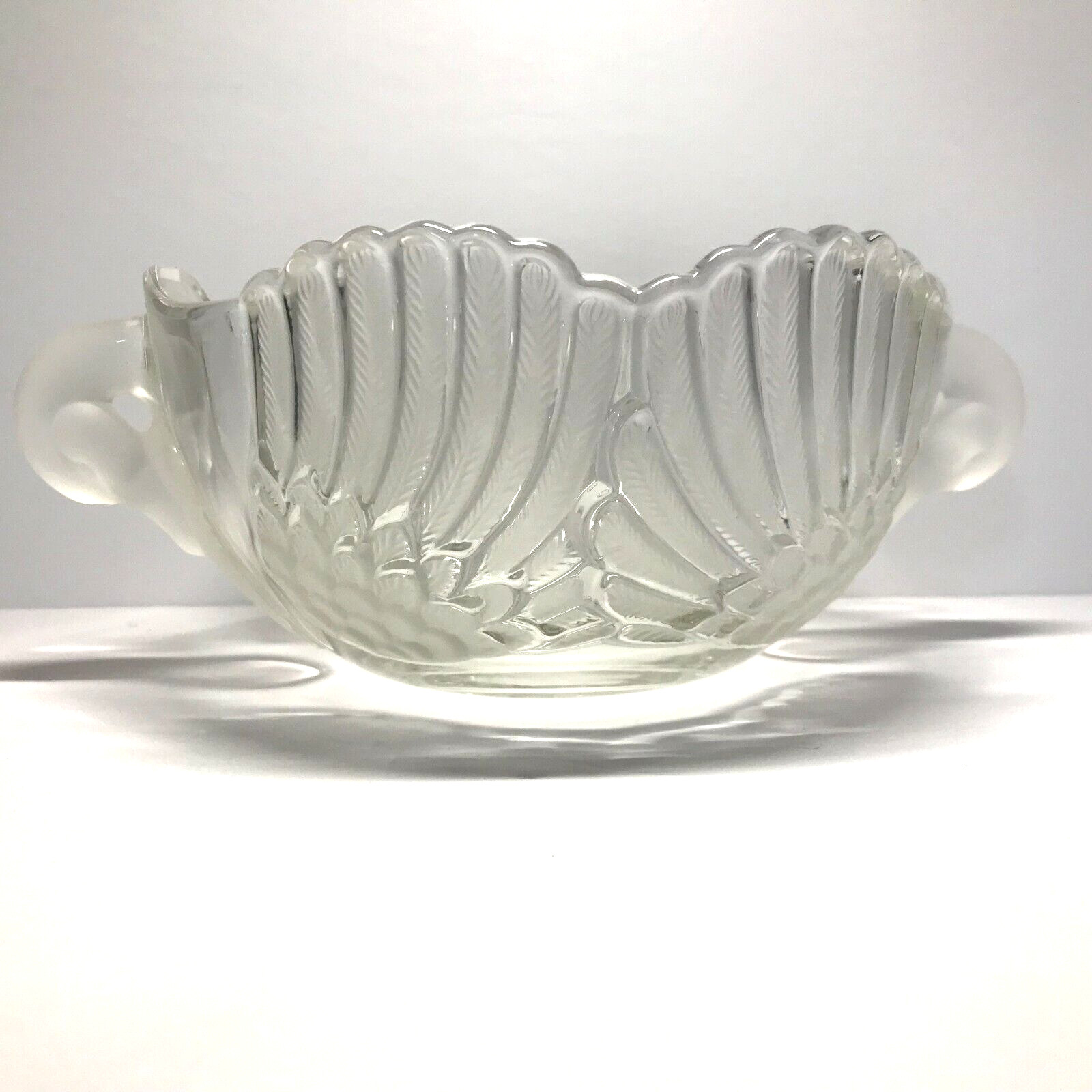 Mikasa Swan Centerpiece Bowl Frosted Crystal Glass Frosted Double Handles w /Box