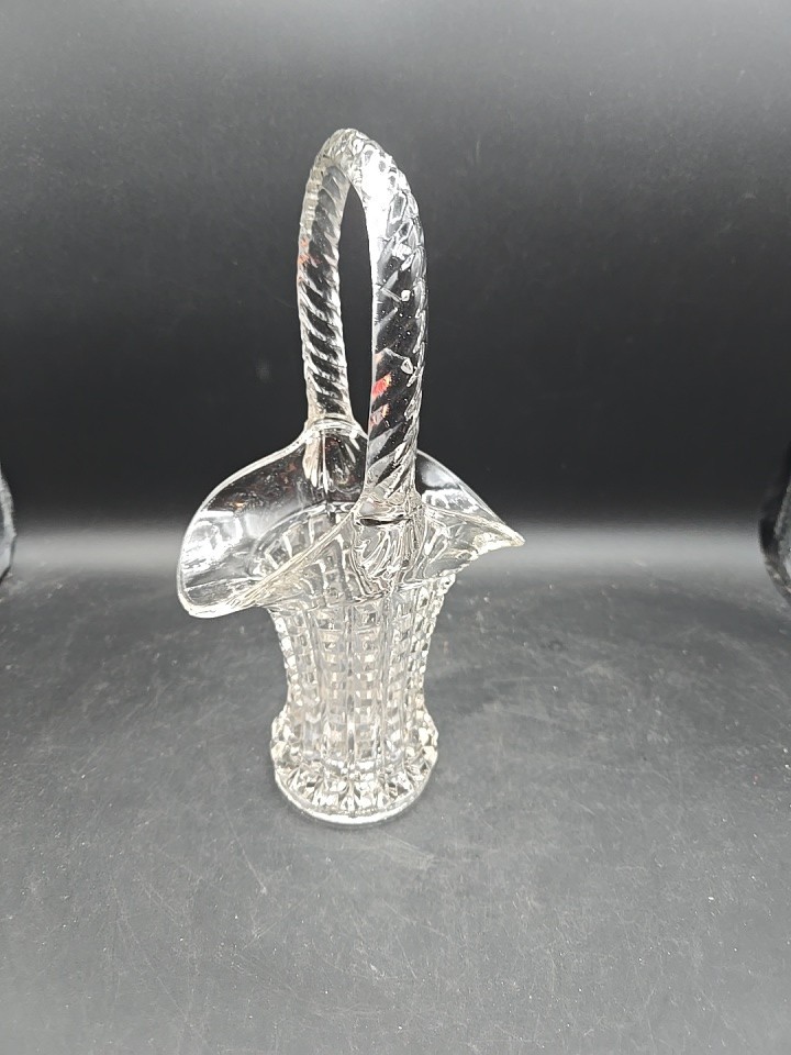 Vintage Monticello Crystal Glass Wedding Basket Imperial Glass Co. Block Waffle